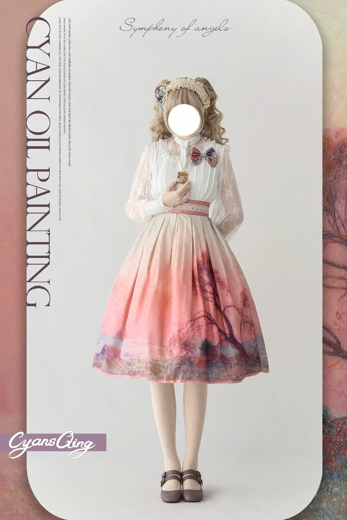 Cyan Lolita - Oil Painting Collection - Elegant Lolita Skirt Printed SK - Image 3