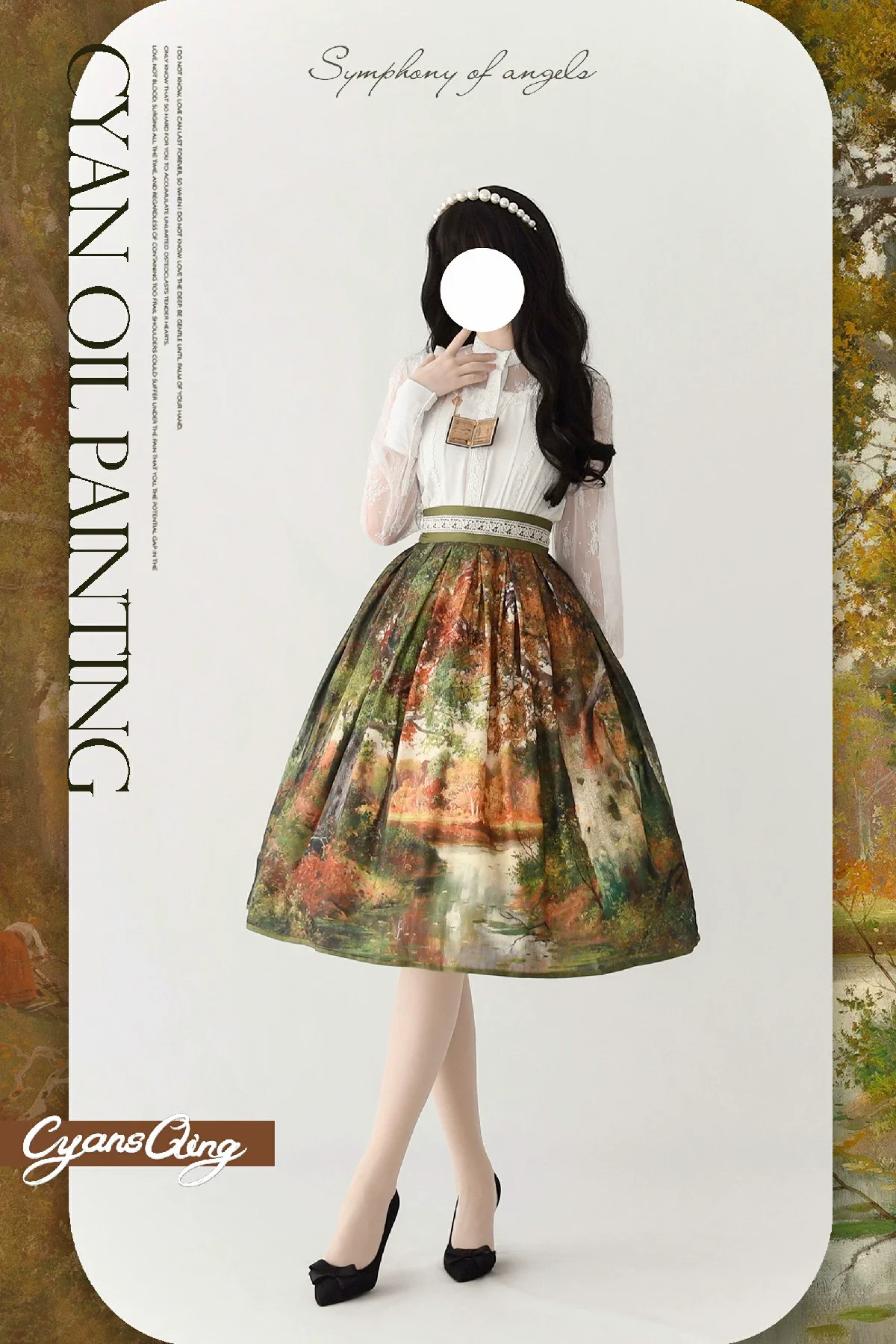 Cyan Lolita - Oil Painting Collection - Elegant Lolita Skirt Printed SK - Image 6