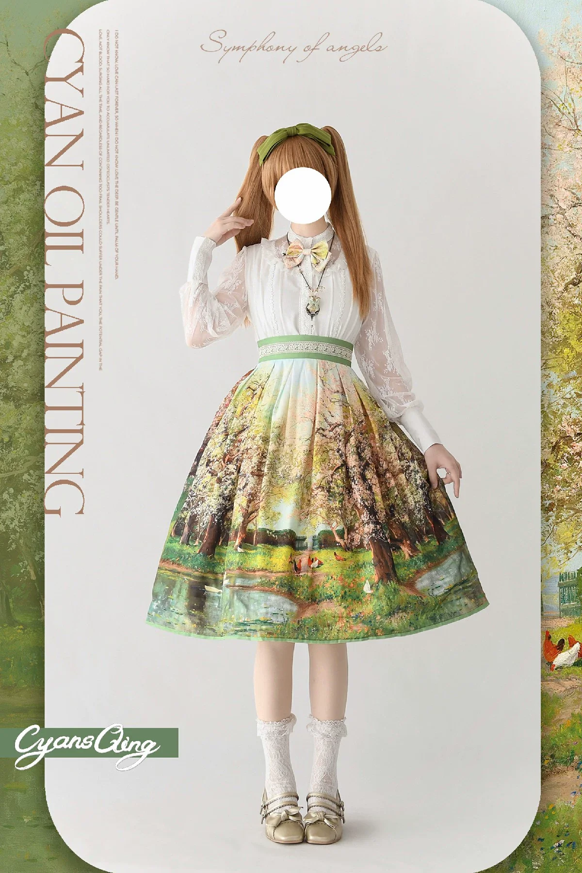 Cyan Lolita - Oil Painting Collection - Elegant Lolita Skirt Printed SK - Image 7