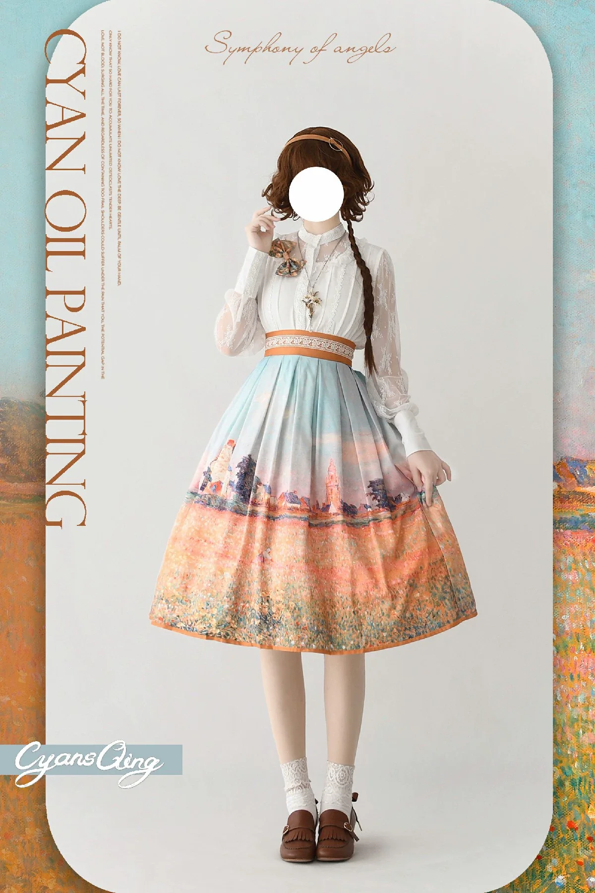 Cyan Lolita - Oil Painting Collection - Elegant Lolita Skirt Printed SK - Image 9