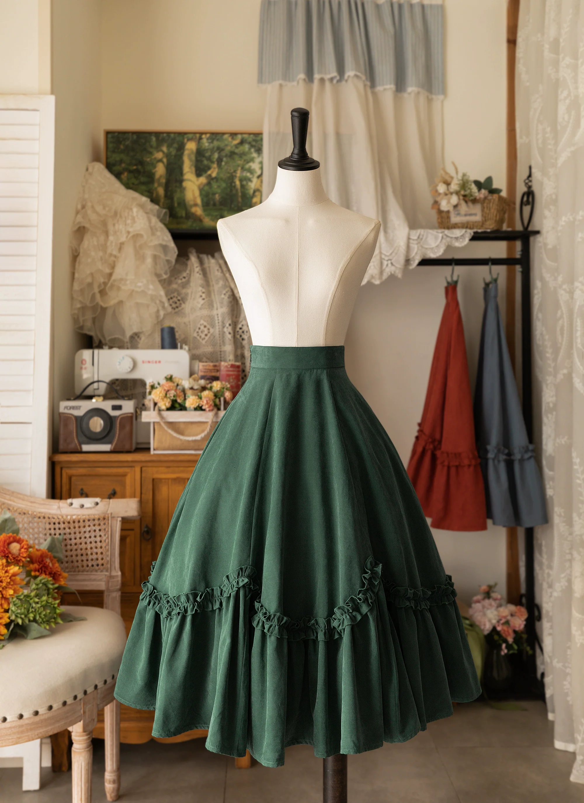 Forest Basket - Elegant Lolita Skirt Retro Classic Petal Swing Skirt - Image 11
