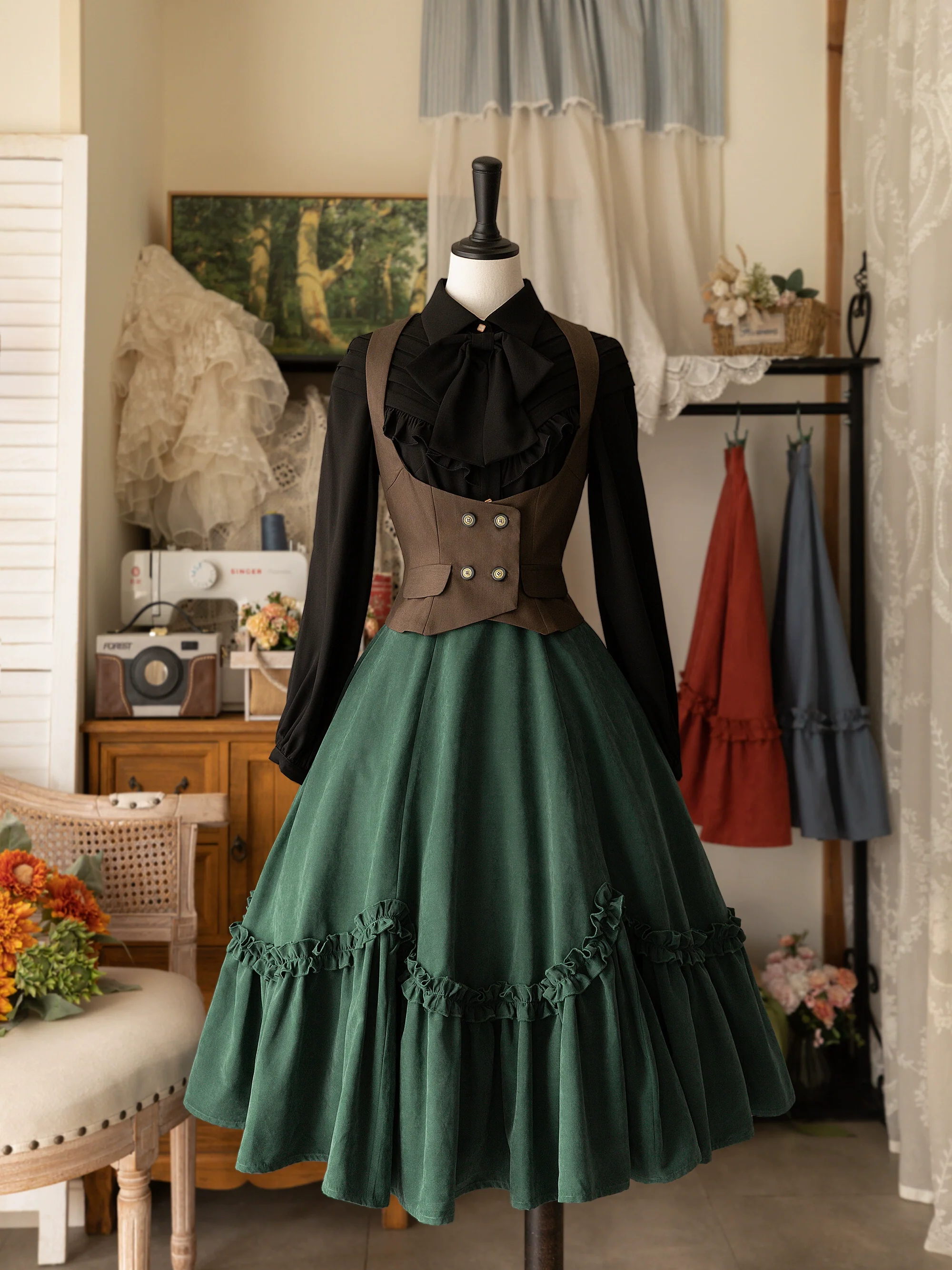 Forest Basket - Elegant Lolita Skirt Retro Classic Petal Swing Skirt - Image 12
