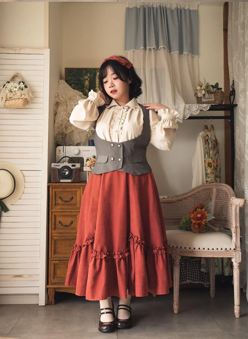 Forest Basket - Elegant Lolita Skirt Retro Classic Petal Swing Skirt - Image 6