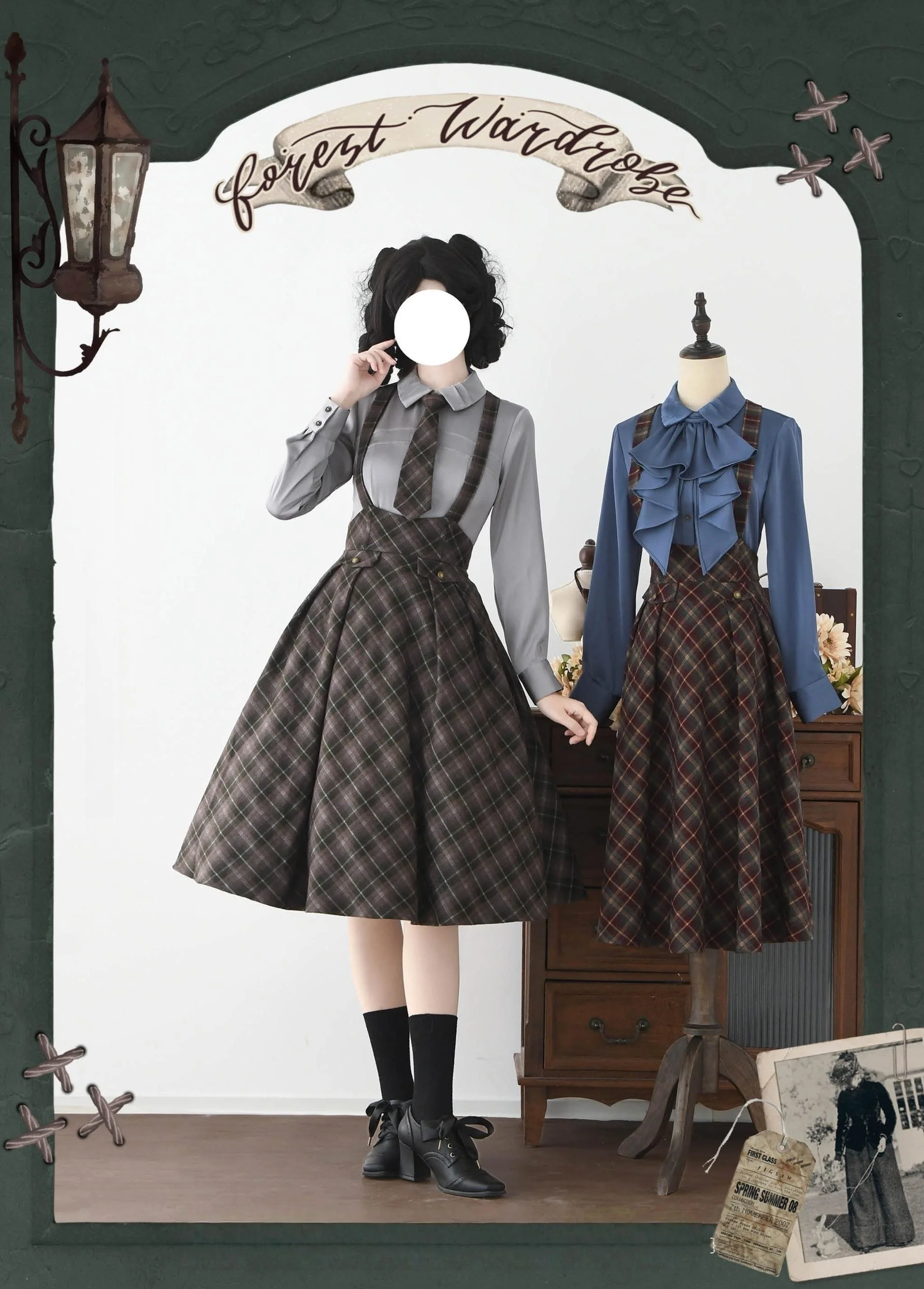 Forest Dew - Elegant Lolita Slim Fit Shirt, Detachable Jabot - Image 10