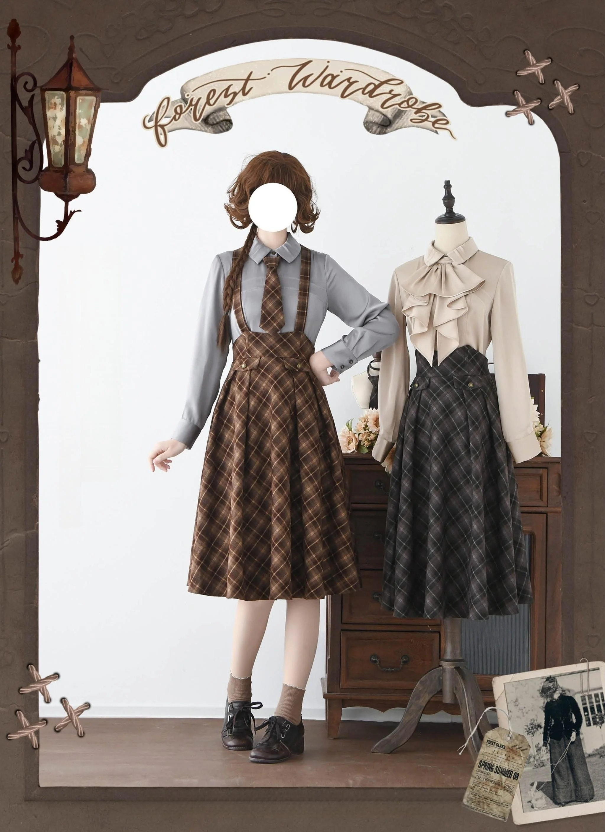 Forest Dew - Elegant Lolita Slim Fit Shirt, Detachable Jabot - Image 11