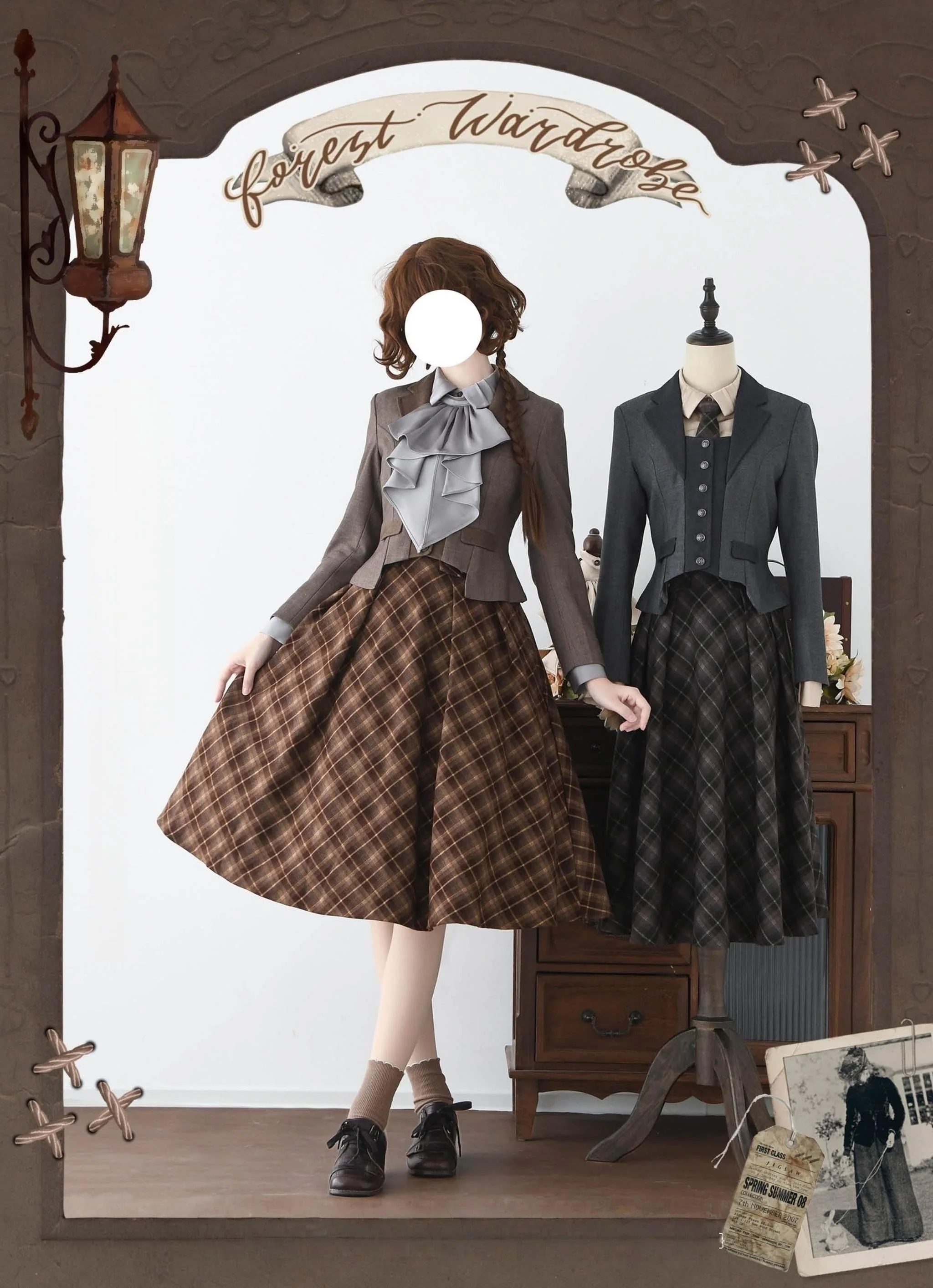 Forest Dew - Elegant Lolita Slim Fit Shirt, Detachable Jabot - Image 12