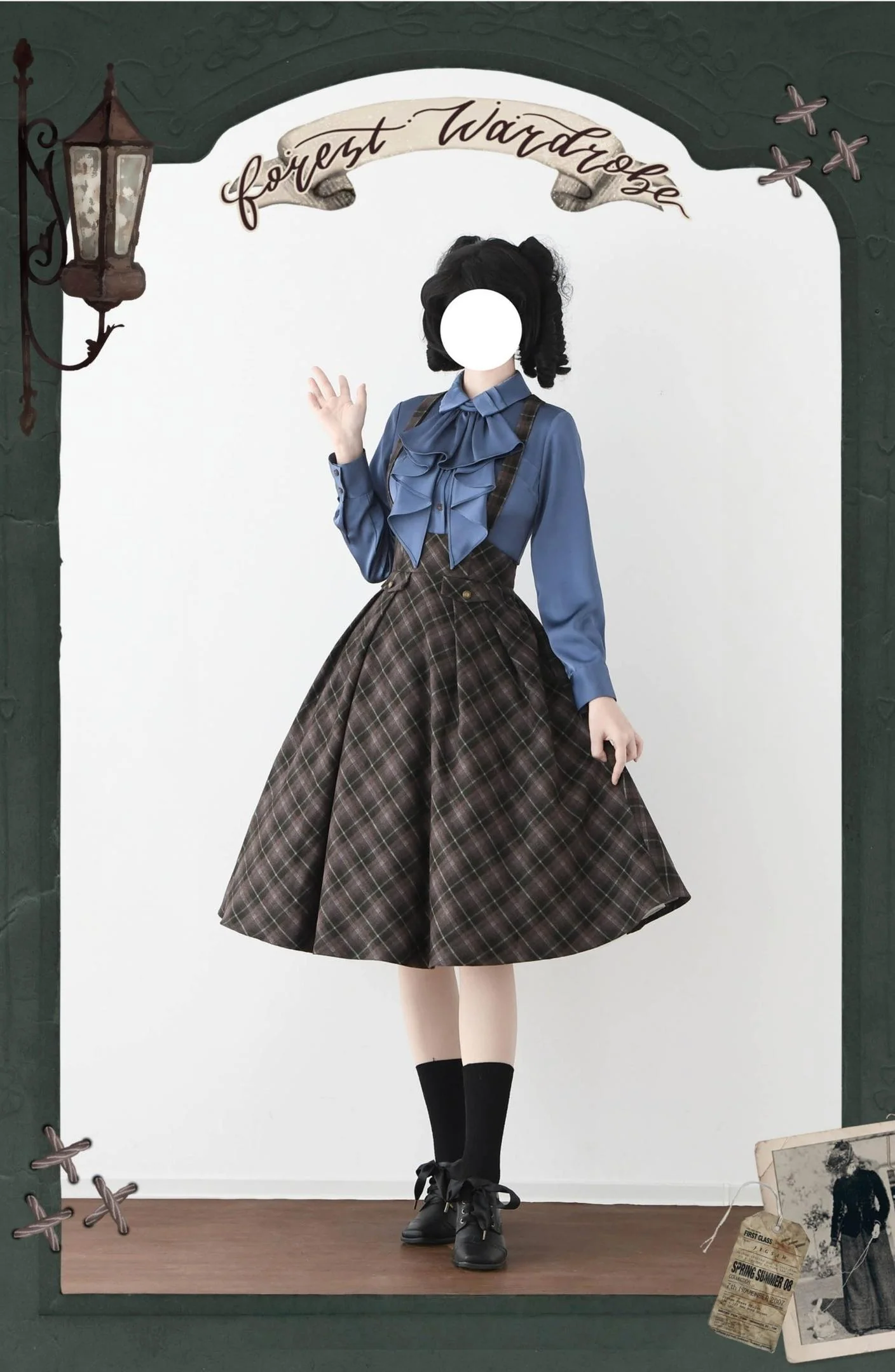 Forest Dew - Elegant Lolita Slim Fit Shirt, Detachable Jabot - Image 13