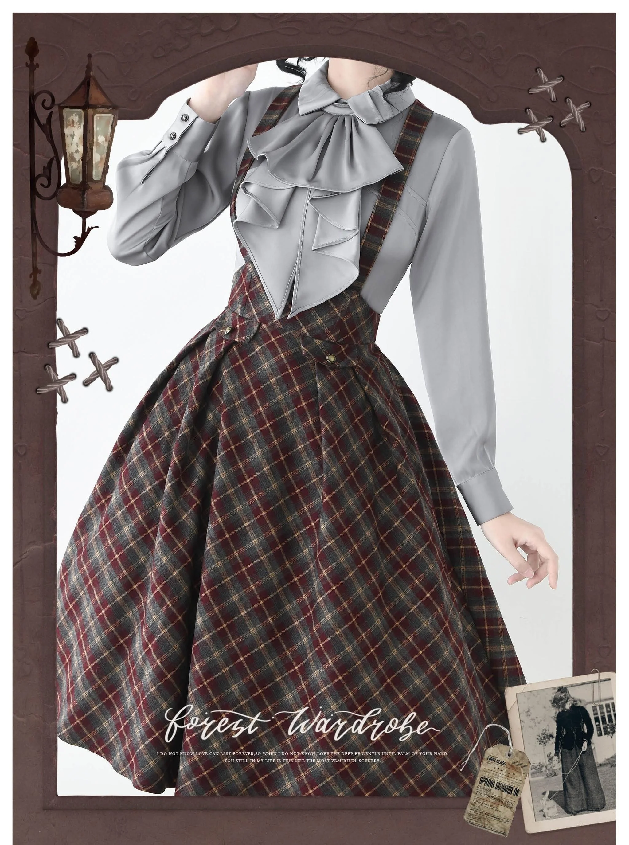 Forest Dew - Elegant Lolita Slim Fit Shirt, Detachable Jabot - Image 15