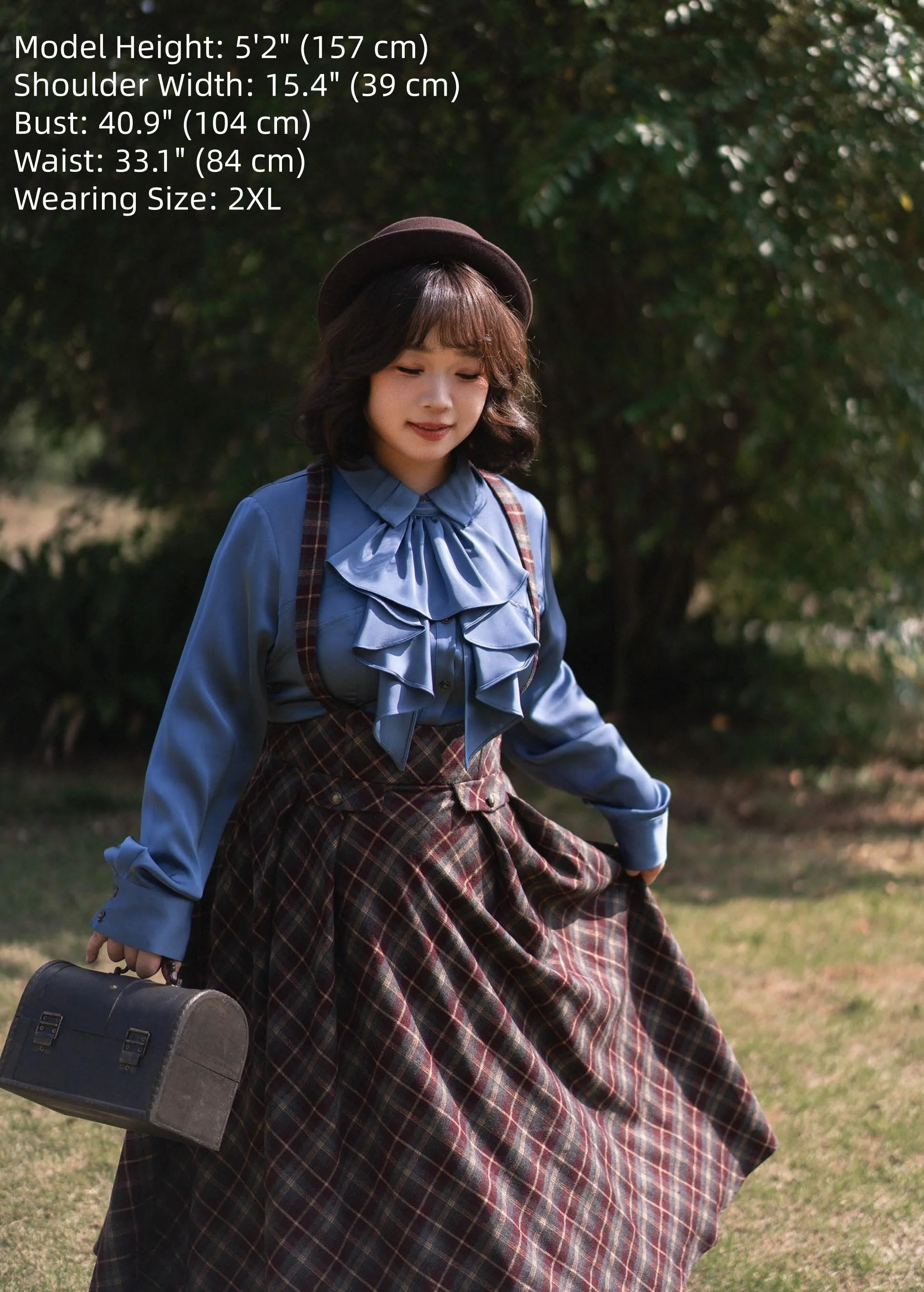Forest Dew - Elegant Lolita Slim Fit Shirt, Detachable Jabot - Image 16