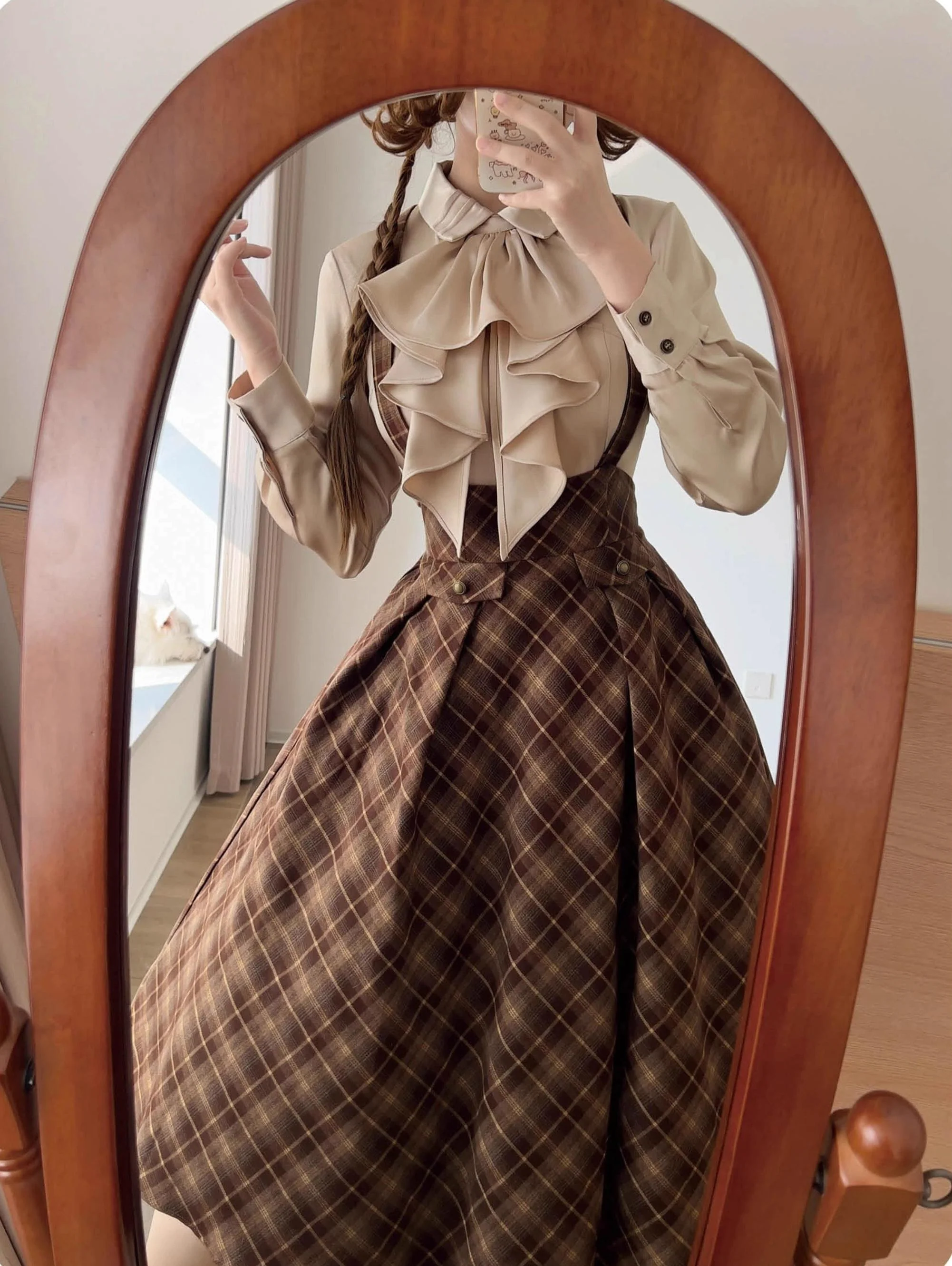 Forest Dew - Elegant Lolita Slim Fit Shirt, Detachable Jabot - Image 19