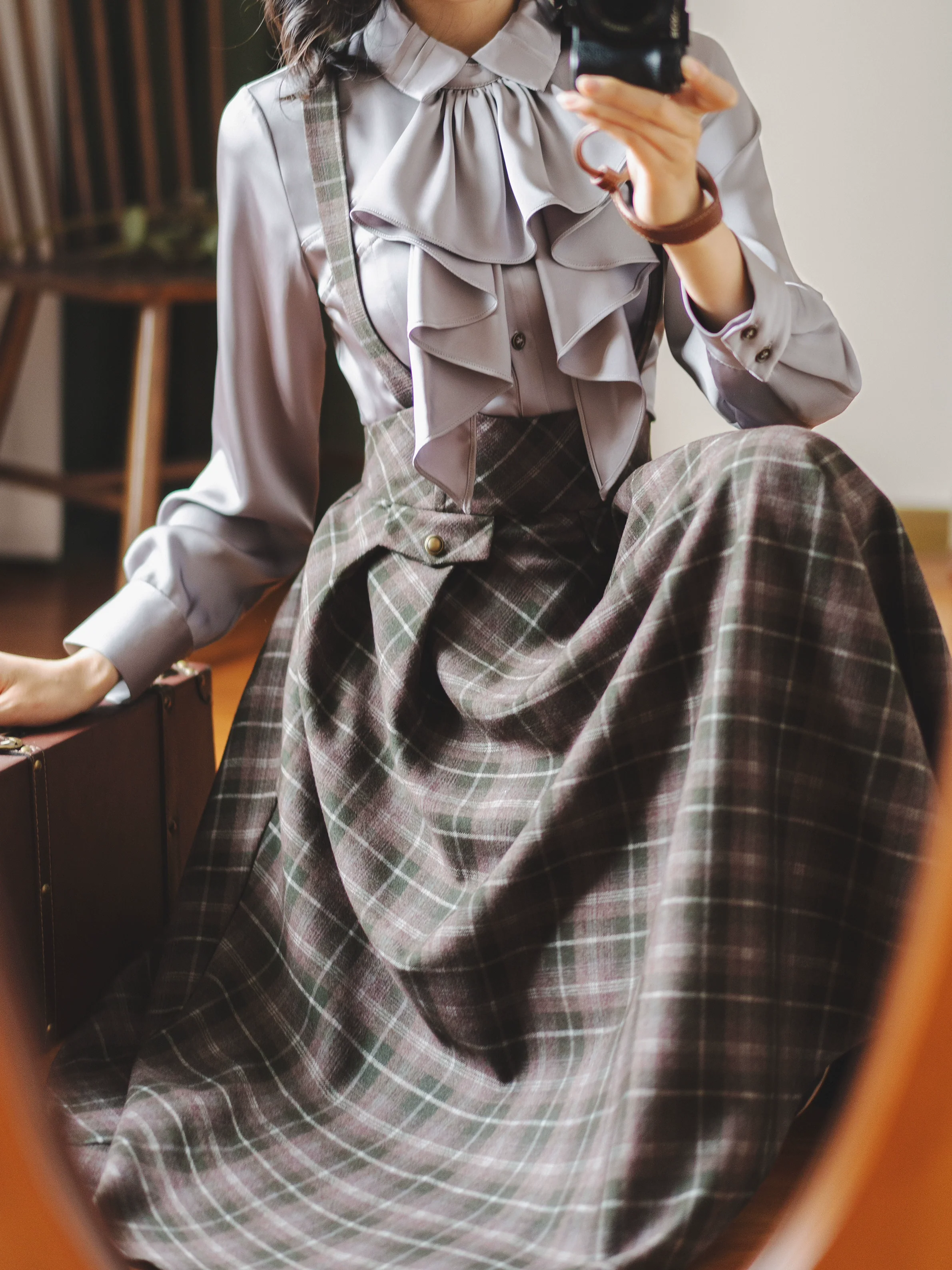 Forest Dew - Elegant Lolita Slim Fit Shirt, Detachable Jabot - Image 23