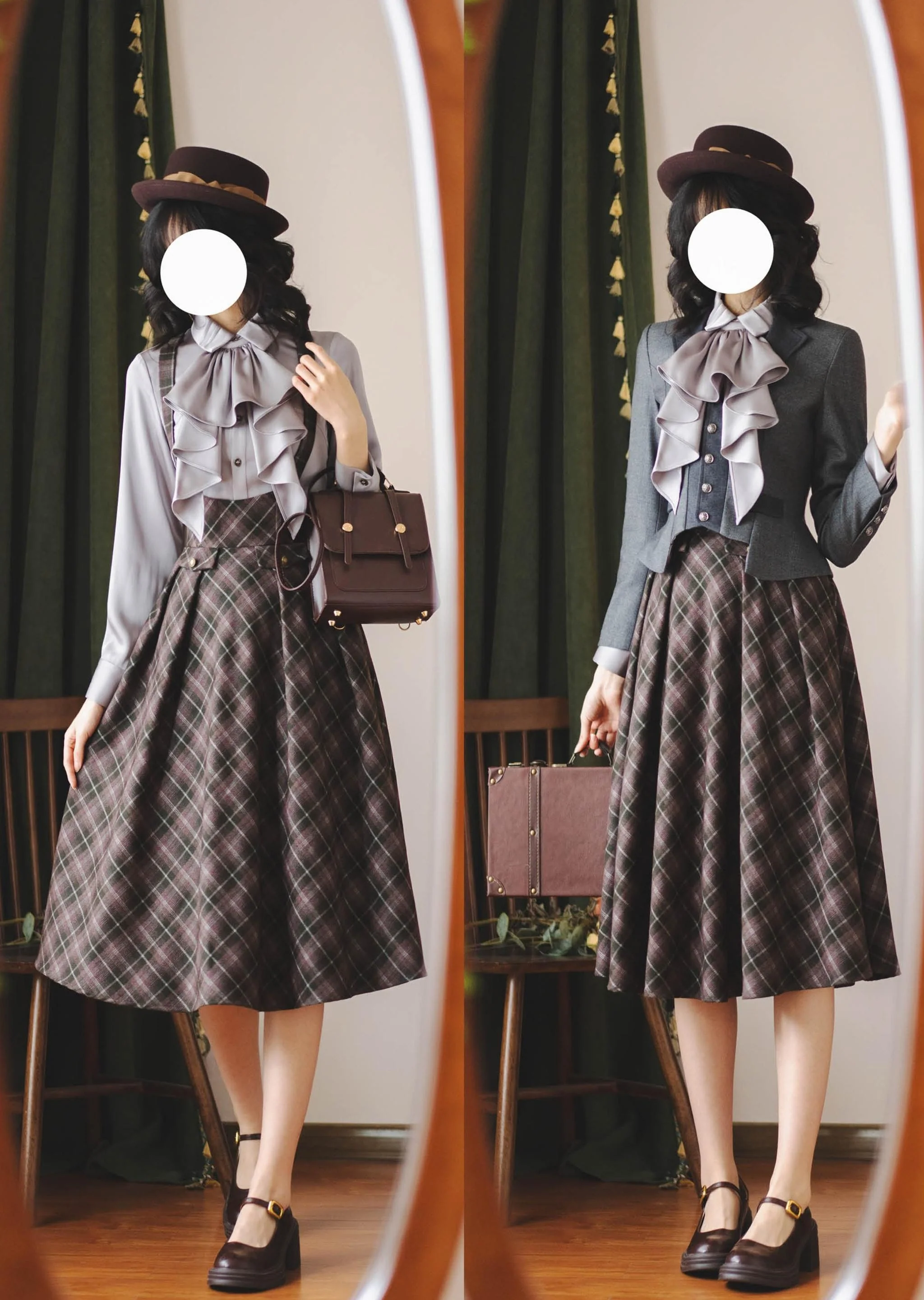 Forest Dew - Elegant Lolita Slim Fit Shirt, Detachable Jabot - Image 24
