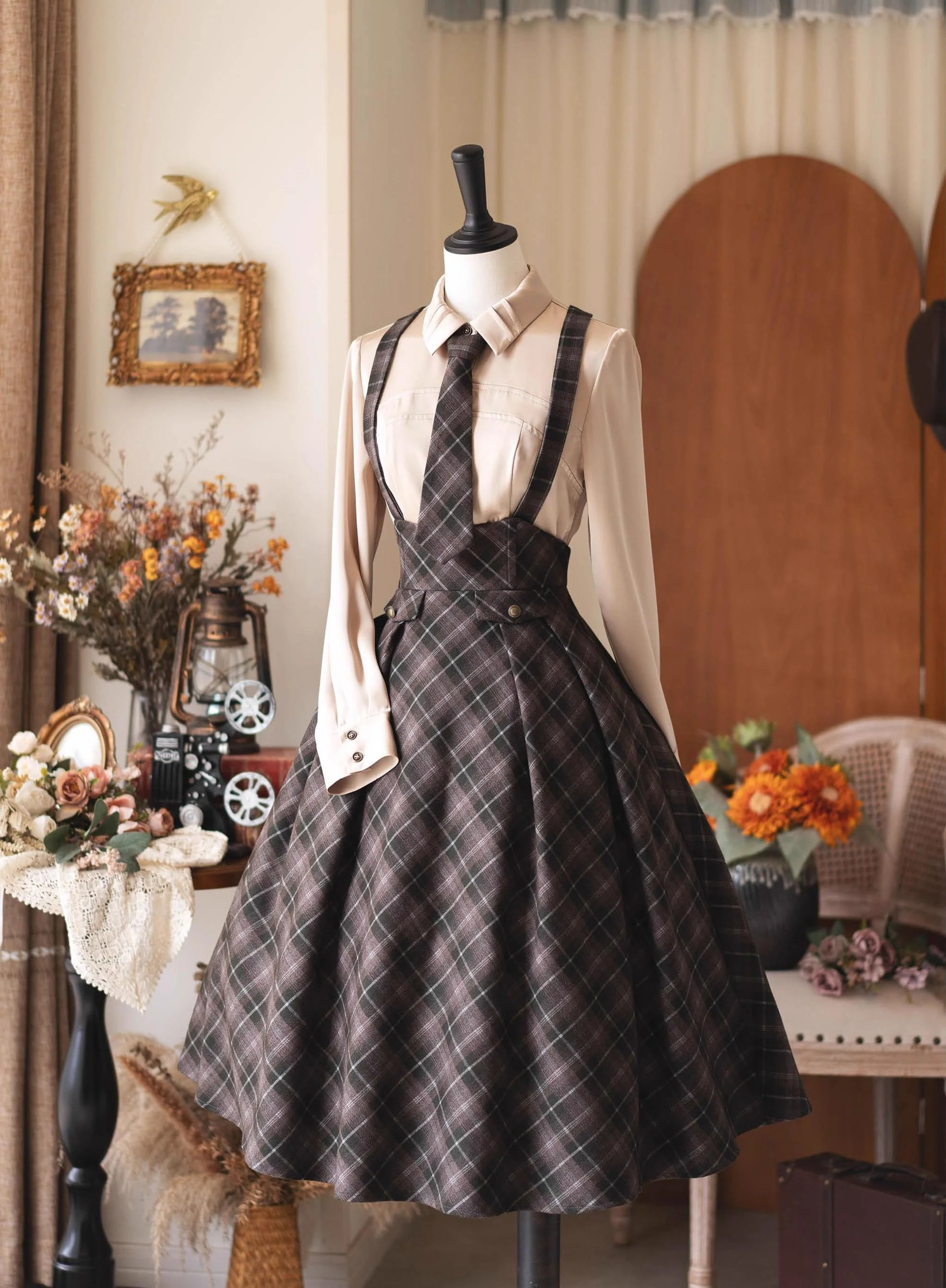 Forest Dew - Elegant Lolita Slim Fit Shirt, Detachable Jabot - Image 5