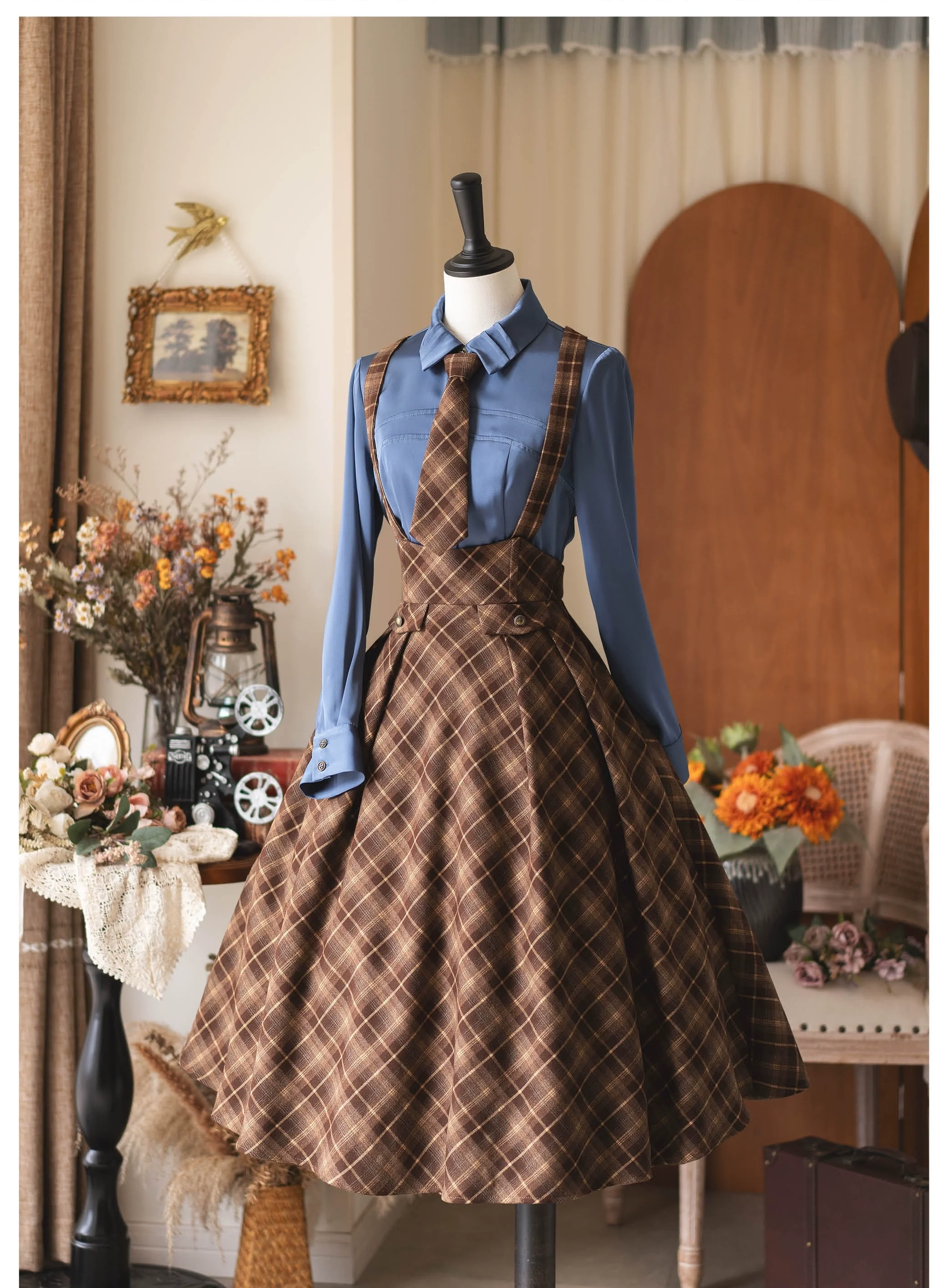 Forest Dew - Elegant Lolita Slim Fit Shirt, Detachable Jabot - Image 7