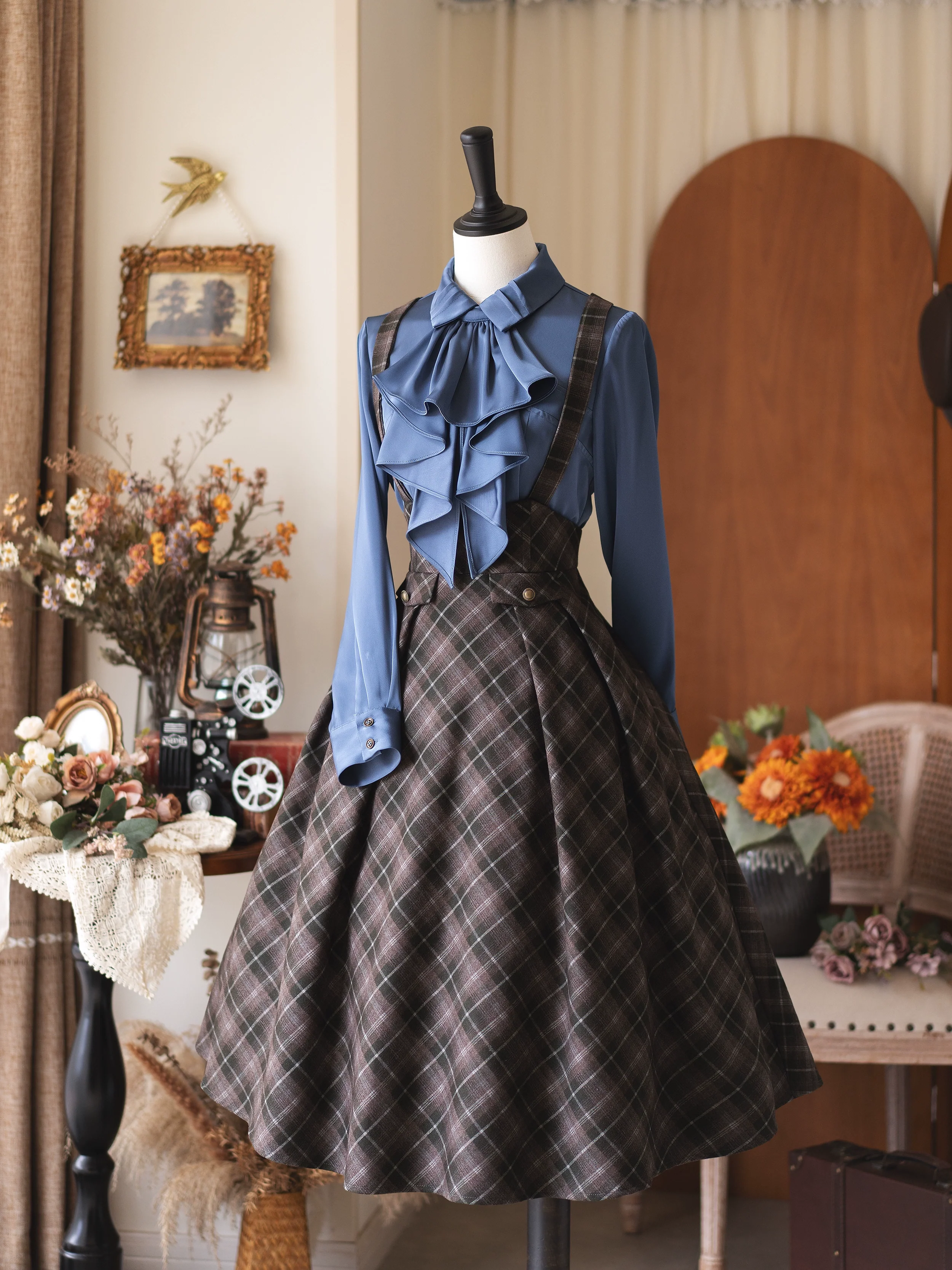 Forest Dew - Elegant Lolita Slim Fit Shirt, Detachable Jabot - Image 8