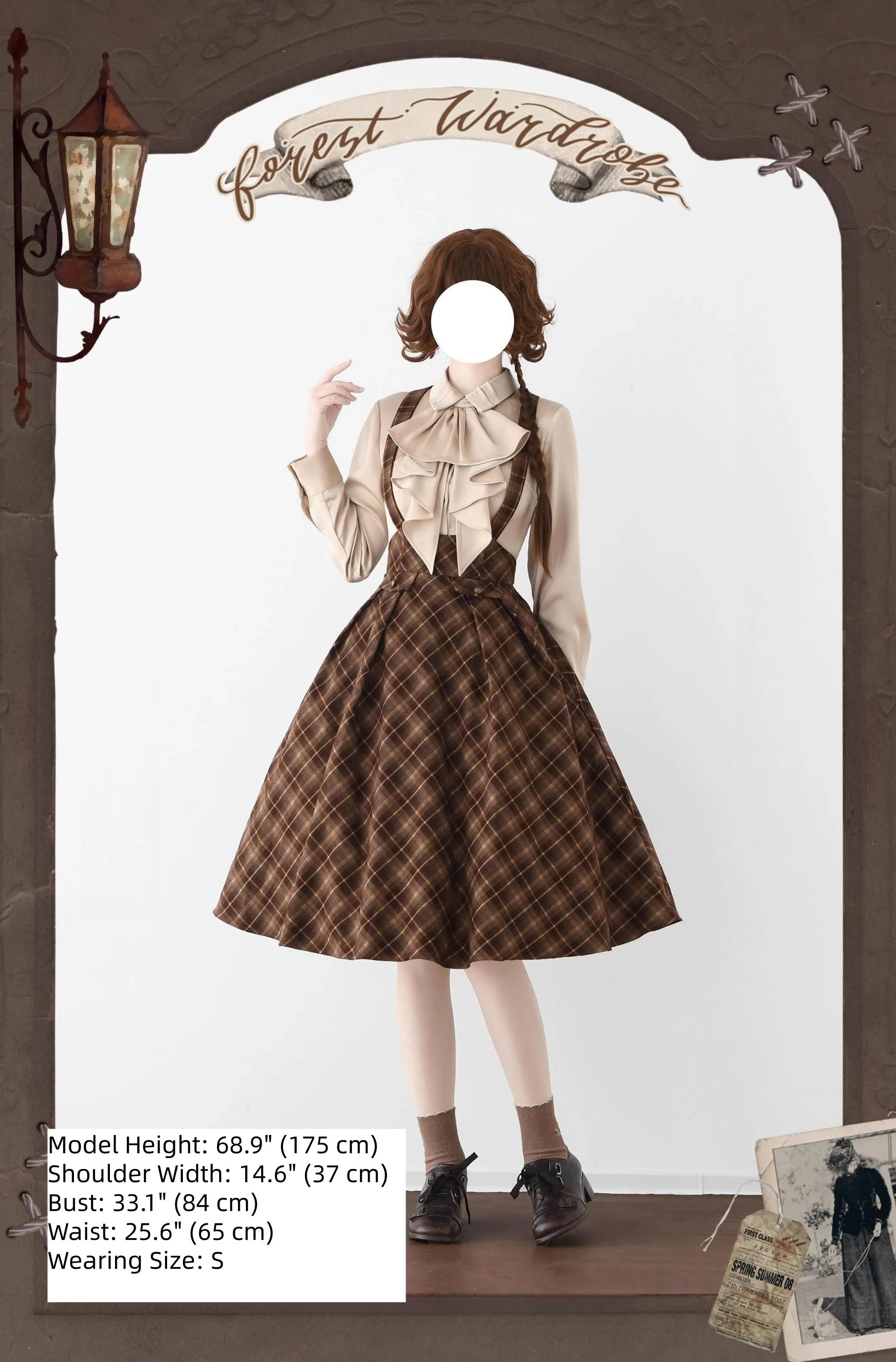 Forest Dew - Elegant Lolita Slim Fit Shirt, Detachable Jabot - Image 9