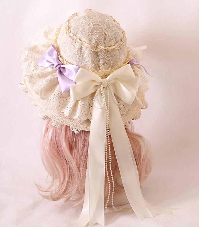 Xiaogui - Elegant Lolita Sunshade Hat Floral Bow Hats - Image 10