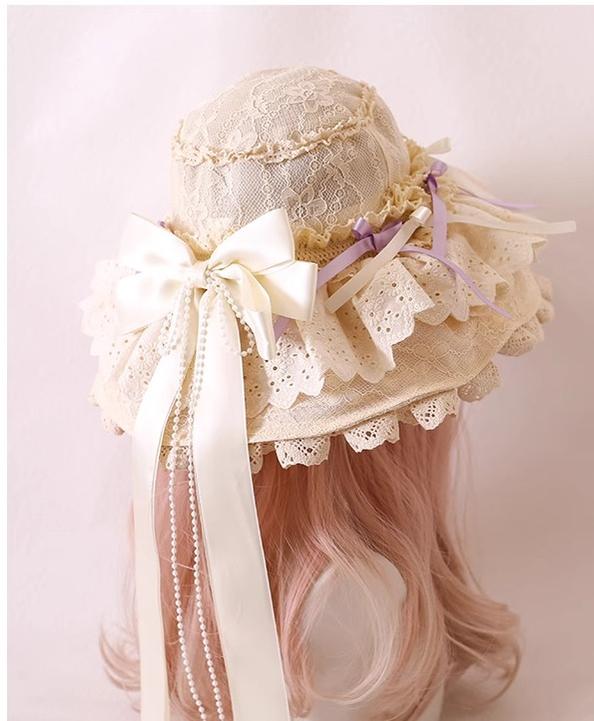 Xiaogui - Elegant Lolita Sunshade Hat Floral Bow Hats - Image 11