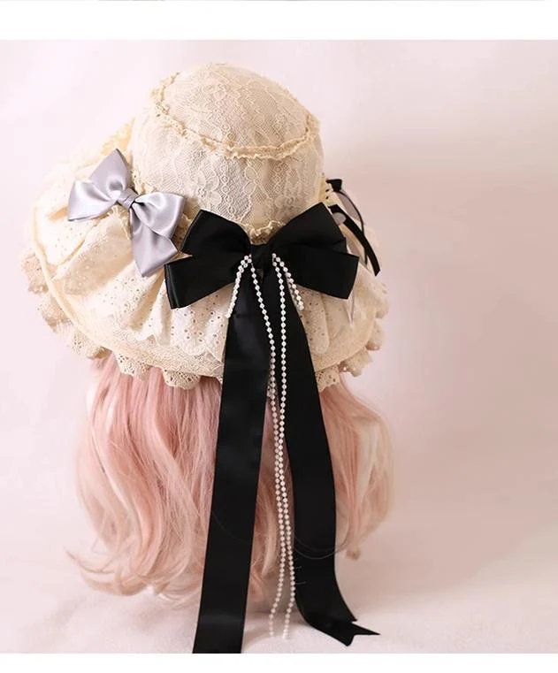 Xiaogui - Elegant Lolita Sunshade Hat Floral Bow Hats - Image 18