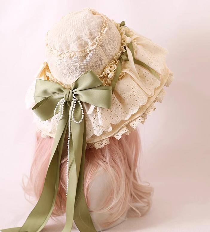 Xiaogui - Elegant Lolita Sunshade Hat Floral Bow Hats - Image 3