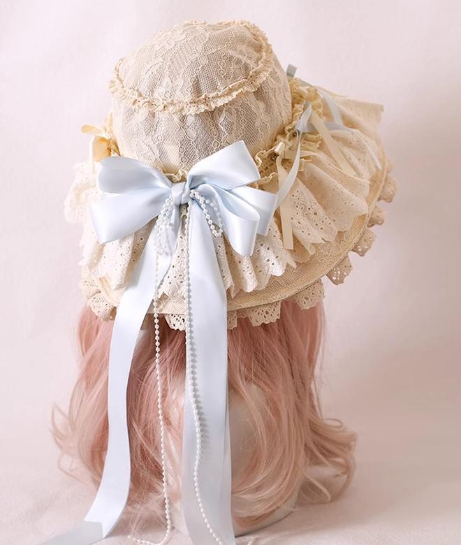 Xiaogui - Elegant Lolita Sunshade Hat Floral Bow Hats - Image 7