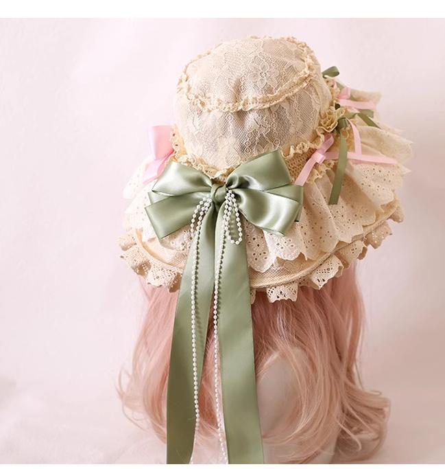Xiaogui - Elegant Lolita Sunshade Hat Floral Bow Hats - Image 8