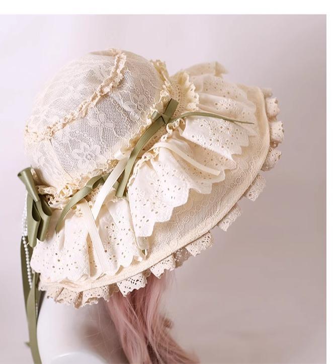 Xiaogui - Elegant Lolita Sunshade Hat Floral Bow Hats - Image 9