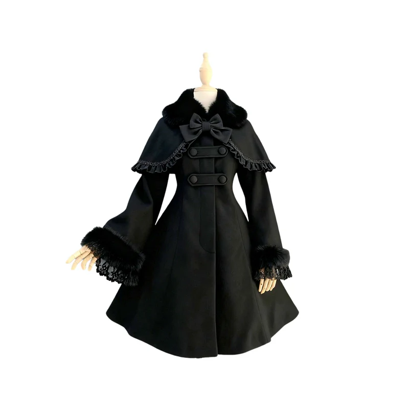Anastasia - Madeleine - Elegant Lolita Wool Coat, Detachable Cape - Image 11