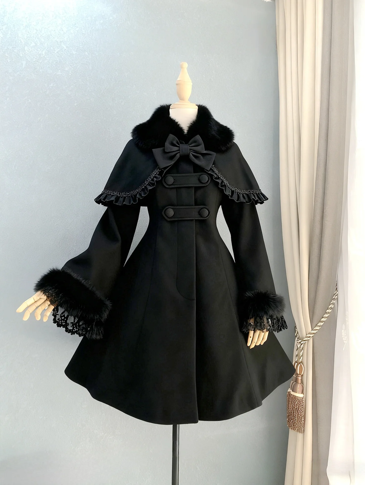 Anastasia - Madeleine - Elegant Lolita Wool Coat, Detachable Cape - Image 5