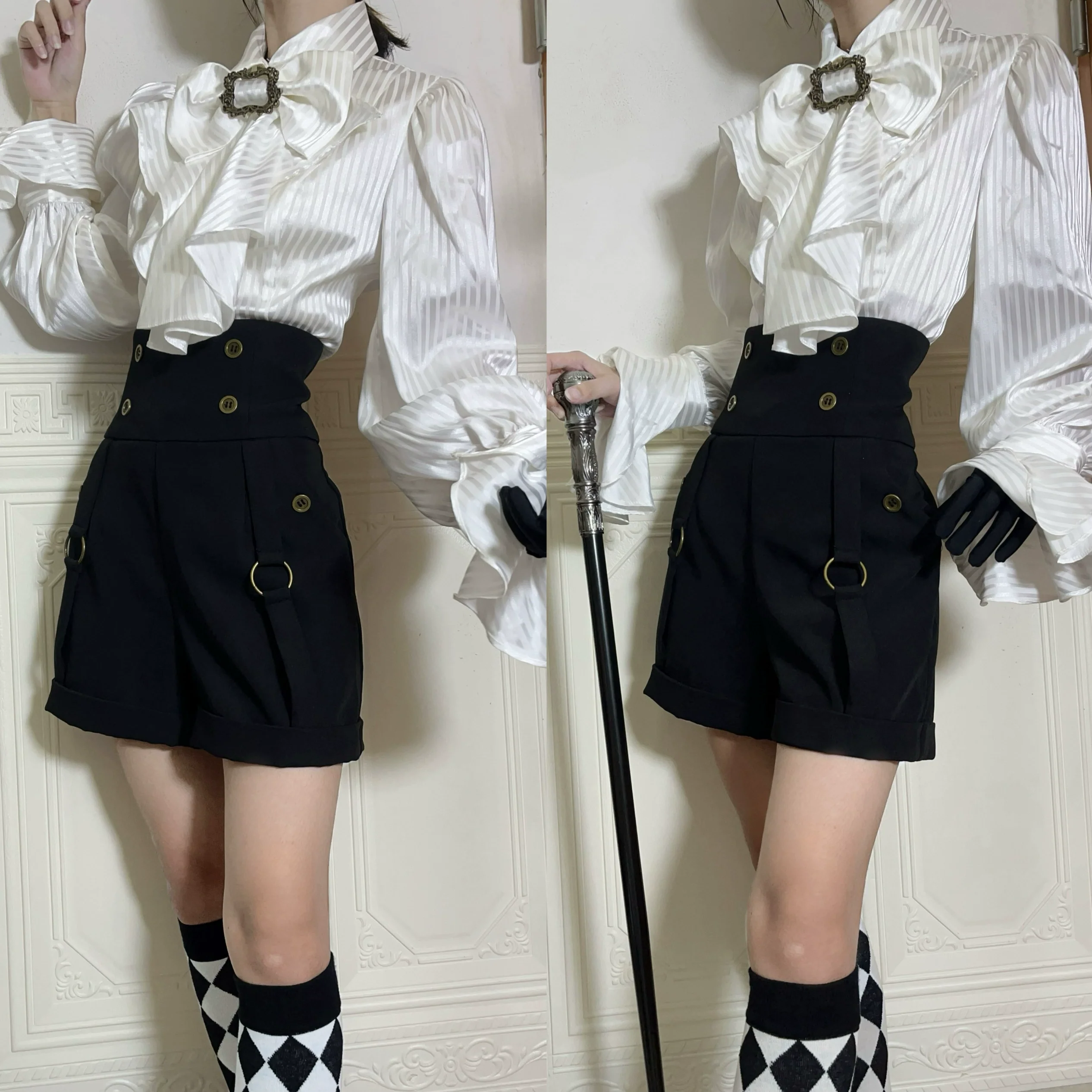 Gazing Galactic - Moonstone - Elegant Ouji Lolita Shirt, Detachable Jabot - Image 6