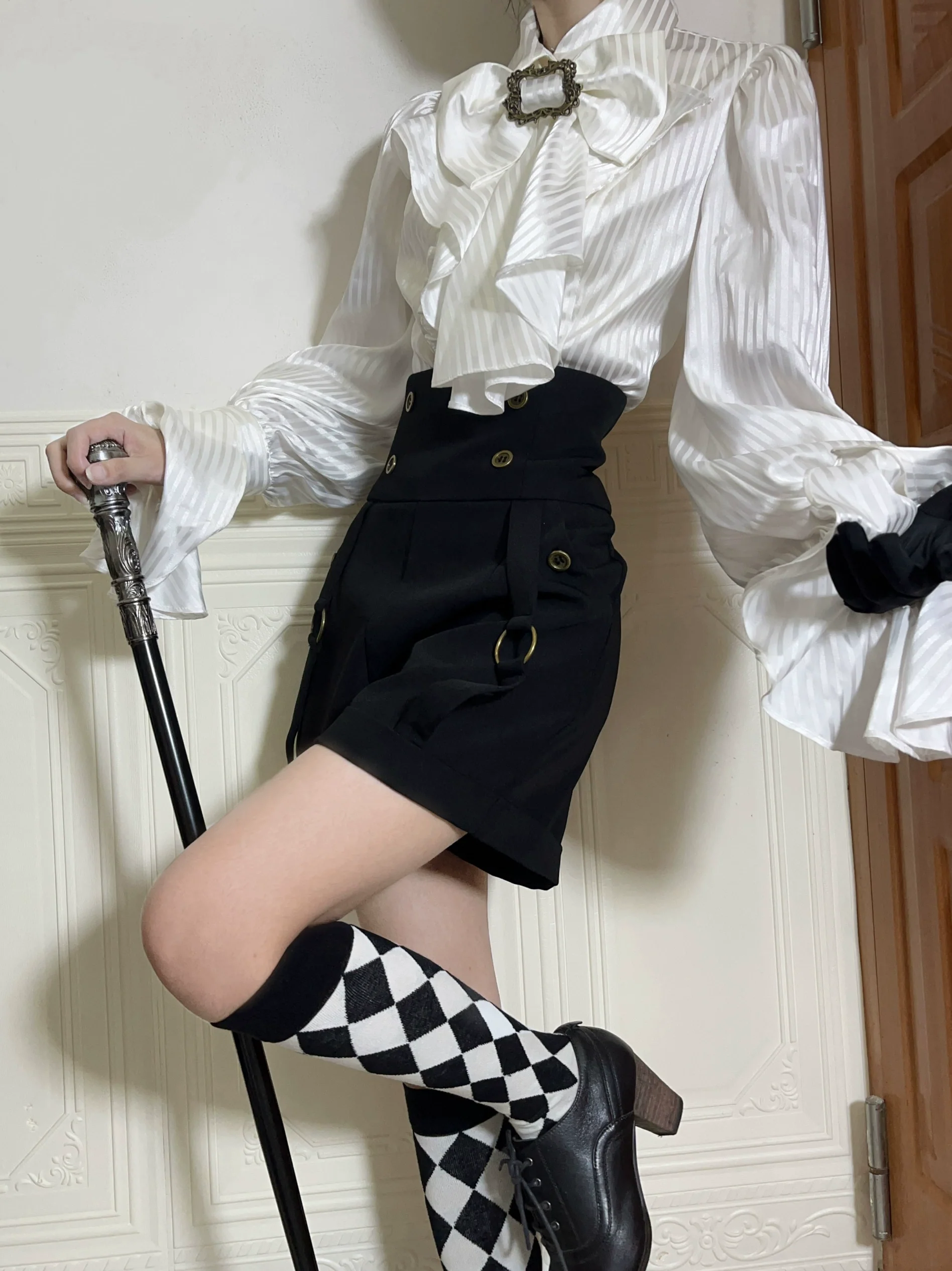 Gazing Galactic - Moonstone - Elegant Ouji Lolita Shirt, Detachable Jabot - Image 7