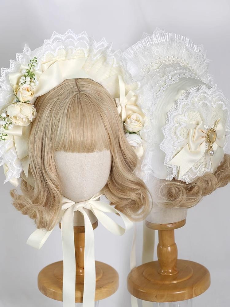 Xiaogui - Elegent Lolita Bonnet Bows Straw Hat - Image 4