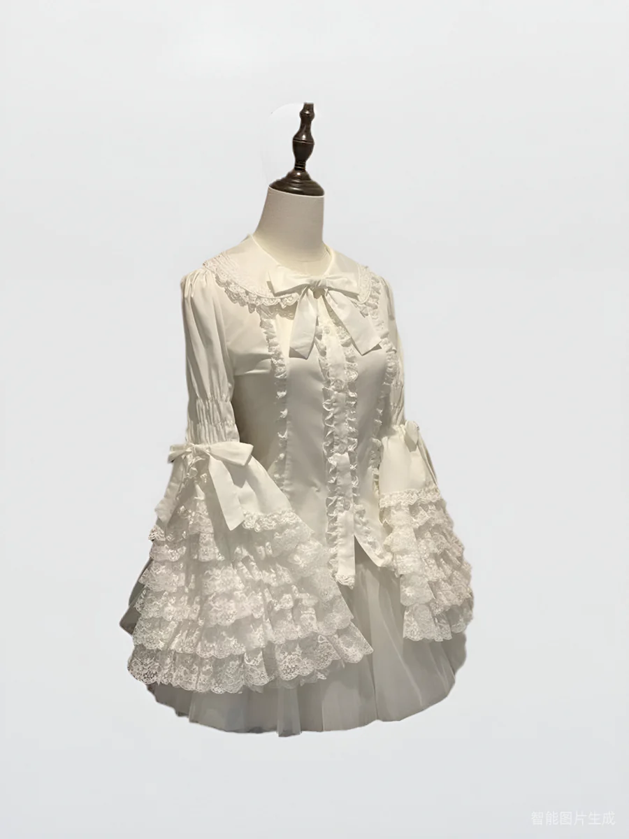 Mengfuzi - Cannelés - Elegant Lolita Cotton Blouse, Hime Sleeve - Image 4