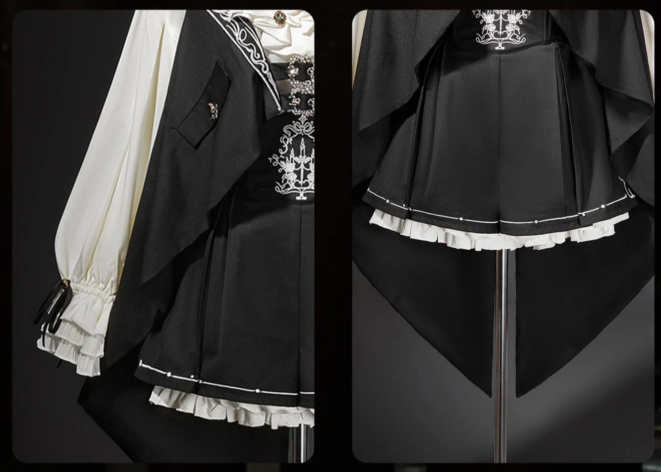Bunny Ear Meteorite - Embroidered Ouji Lolita Set, Hooded Vest - Image 6
