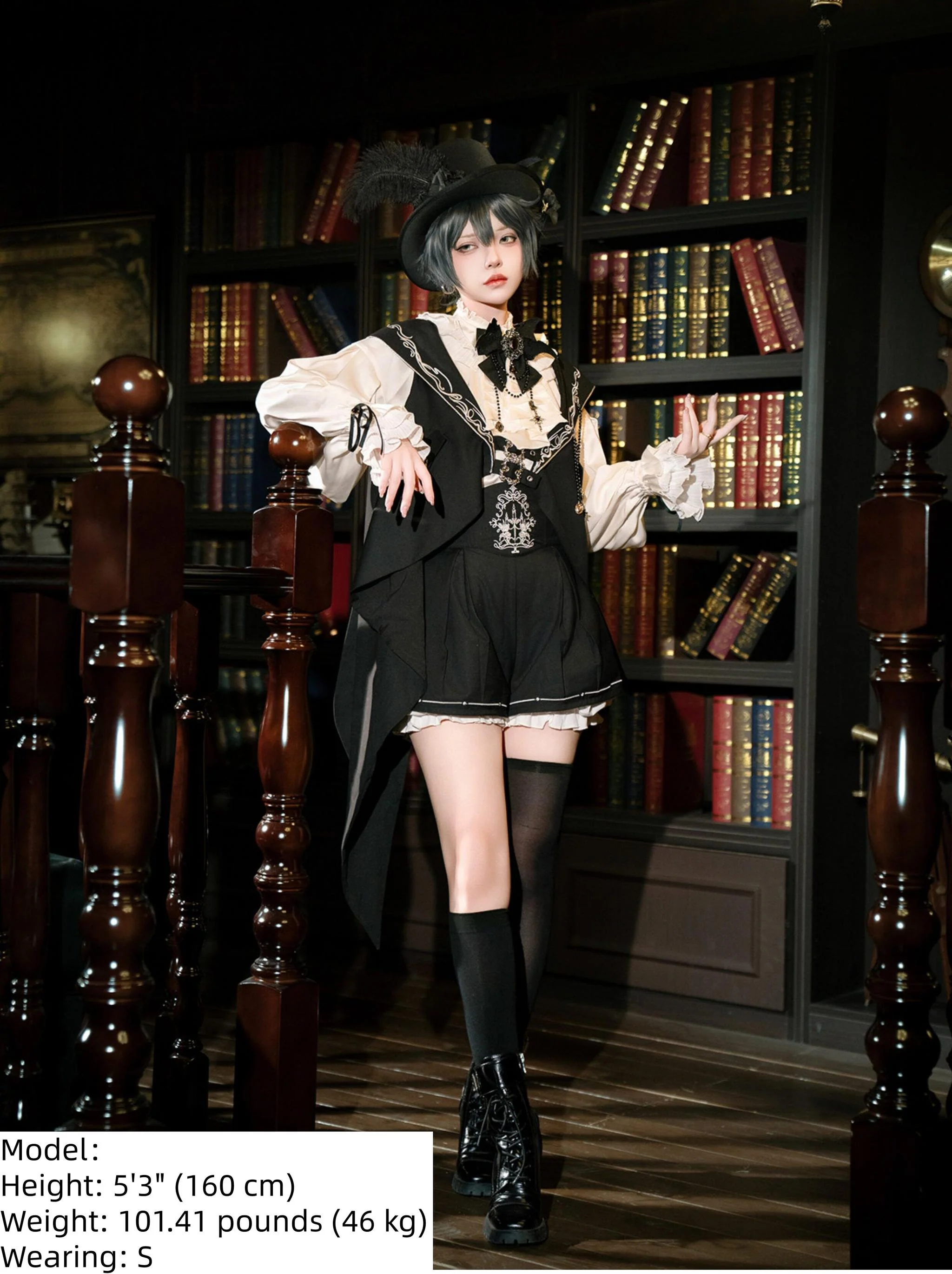 Bunny Ear Meteorite - Embroidered Ouji Lolita Set, Hooded Vest - Image 7