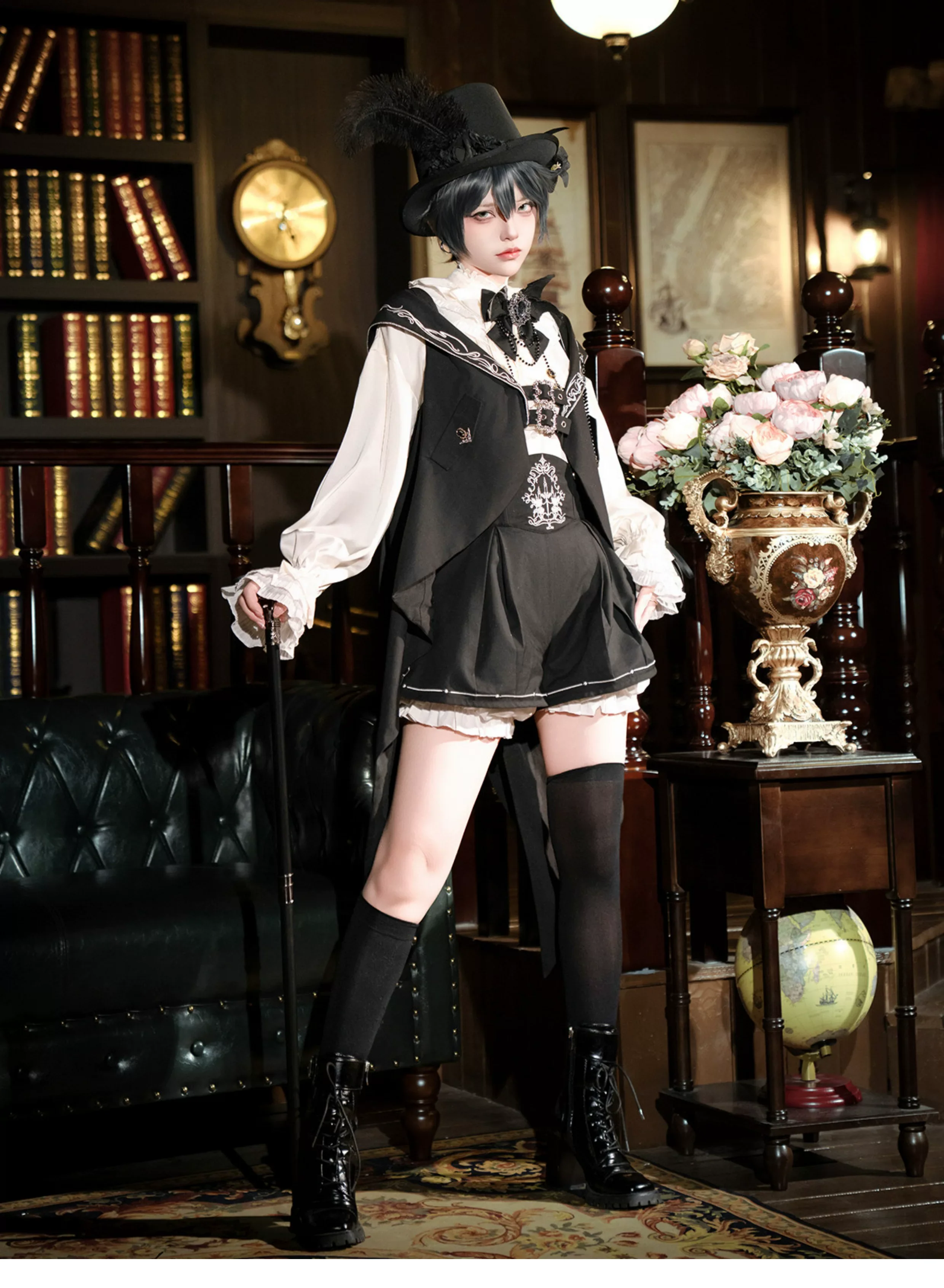Bunny Ear Meteorite - Embroidered Ouji Lolita Set, Hooded Vest - Image 8