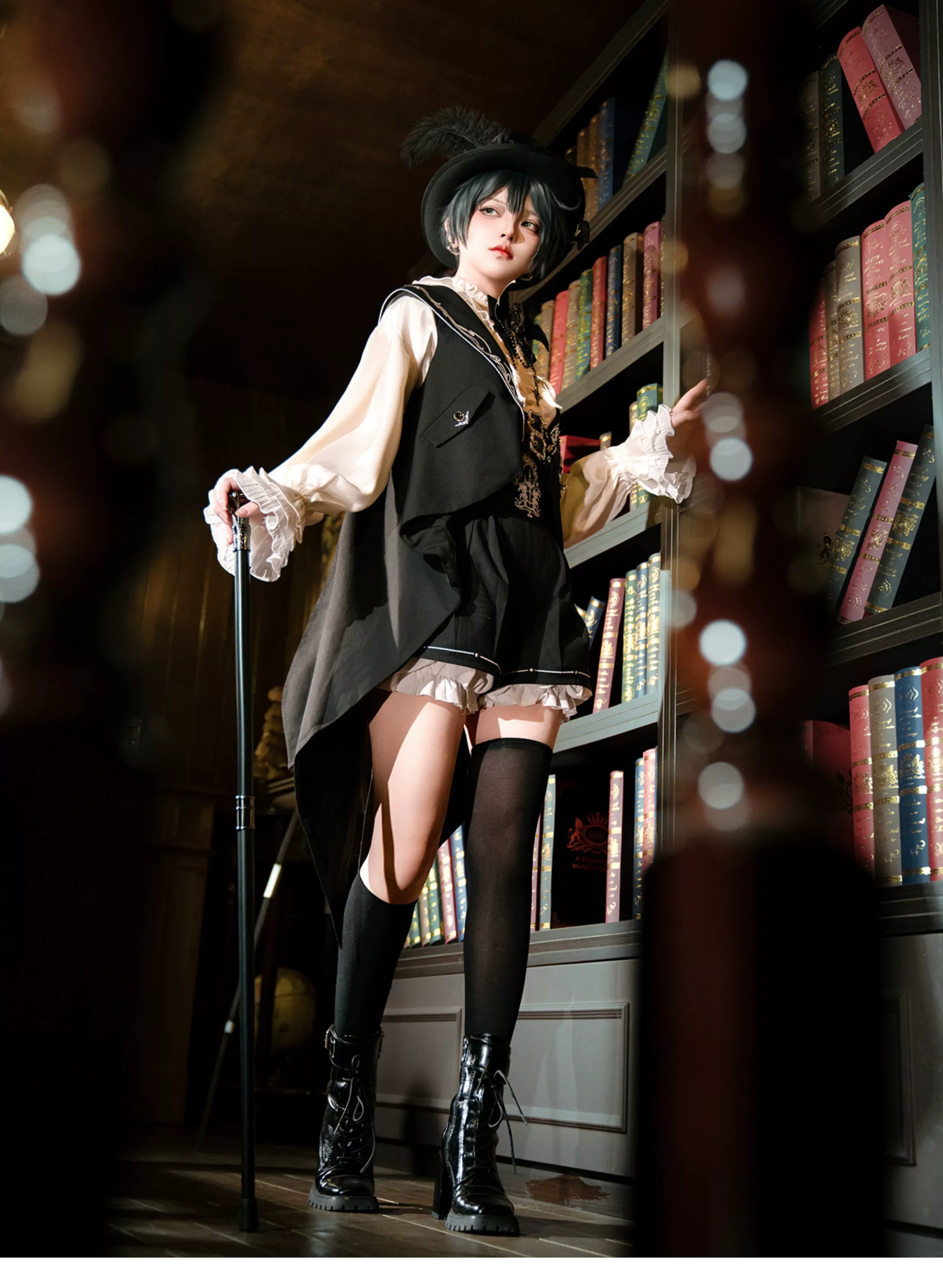 Bunny Ear Meteorite - Embroidered Ouji Lolita Set, Hooded Vest - Image 9
