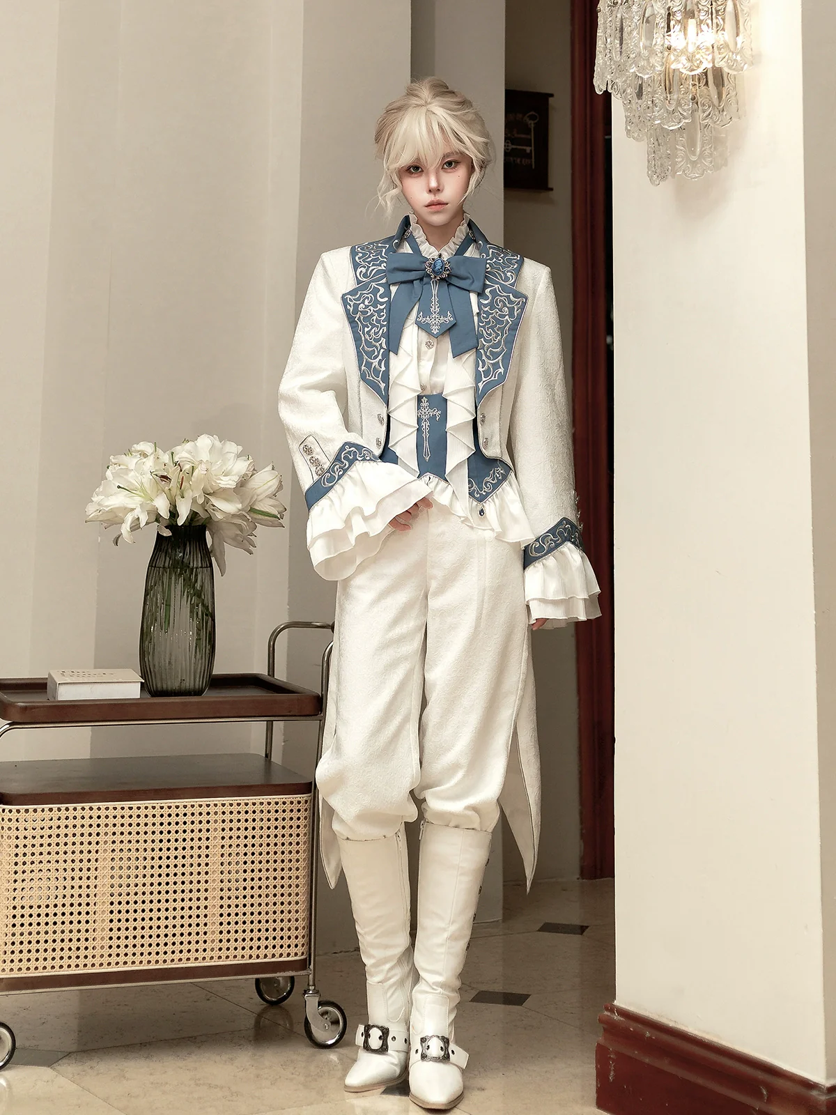 Lunar Paladin - Embroidered Ouji Lolita Tailcoat Set