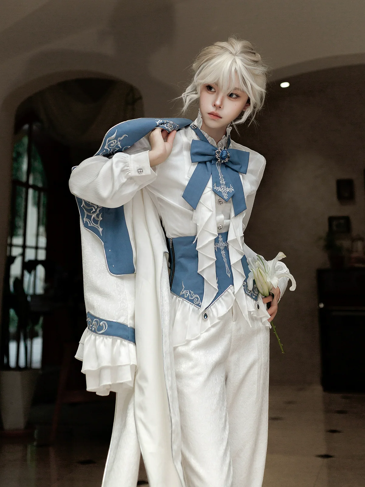 Lunar Paladin - Embroidered Ouji Lolita Tailcoat Set - Image 11