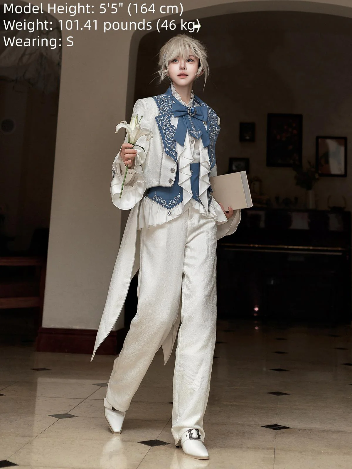 Lunar Paladin - Embroidered Ouji Lolita Tailcoat Set - Image 4