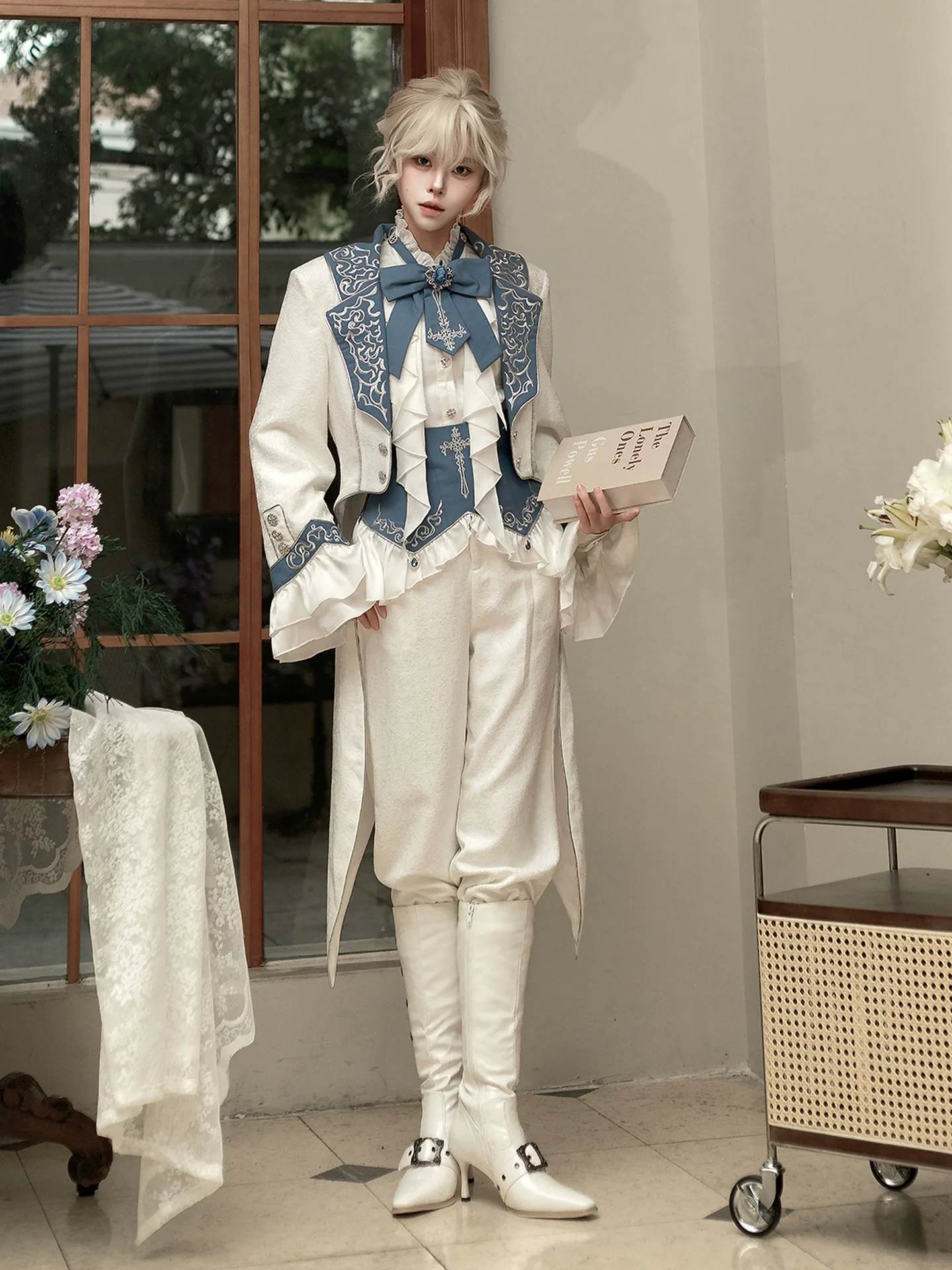 Lunar Paladin - Embroidered Ouji Lolita Tailcoat Set - Image 6