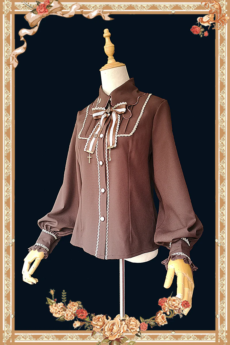 Elegant Lolita Embroidery Lapel Blouse - Image 3