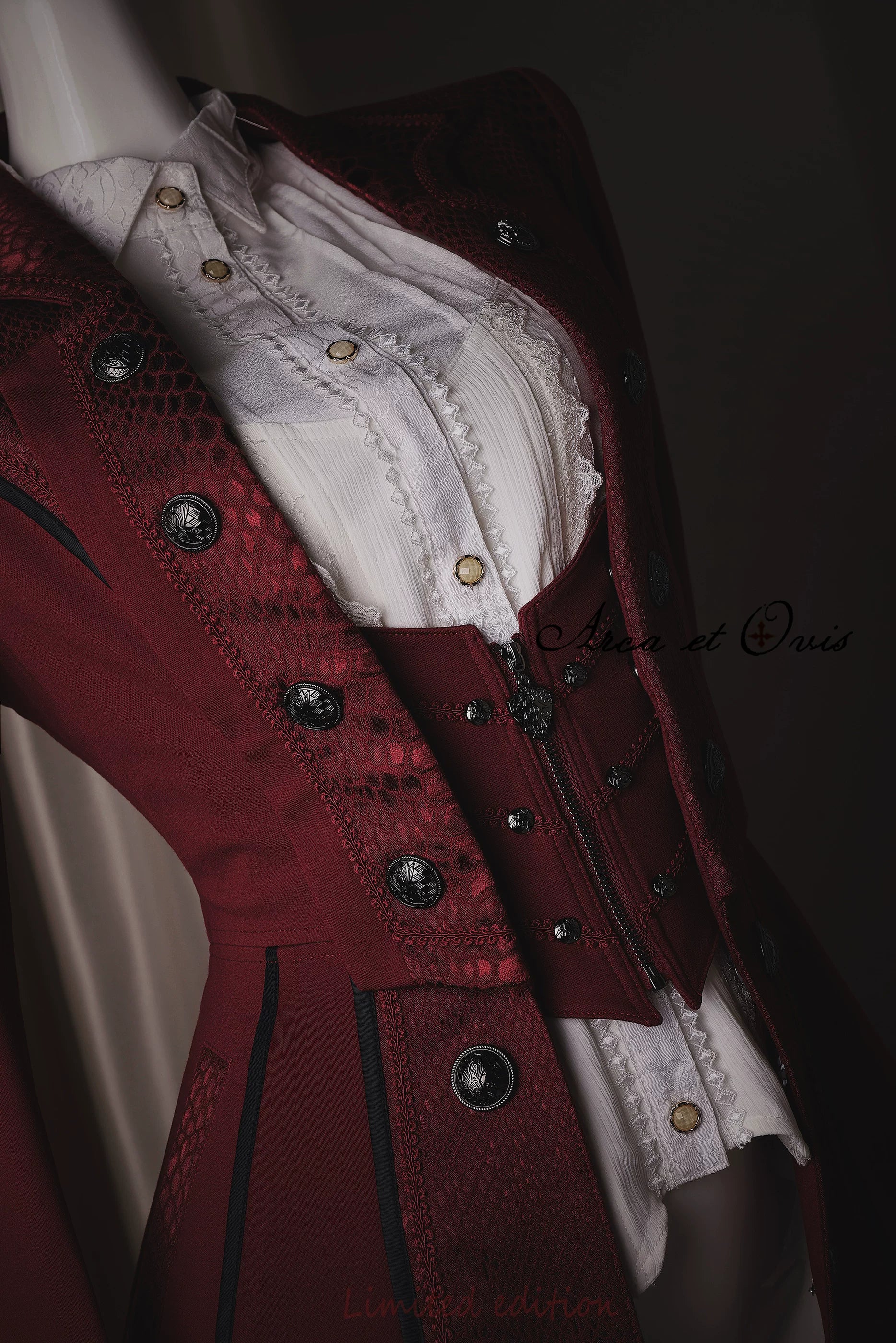 Bat Wing - Embroidery Ouji Lolita Coat, Detachable Front Panels - Image 10