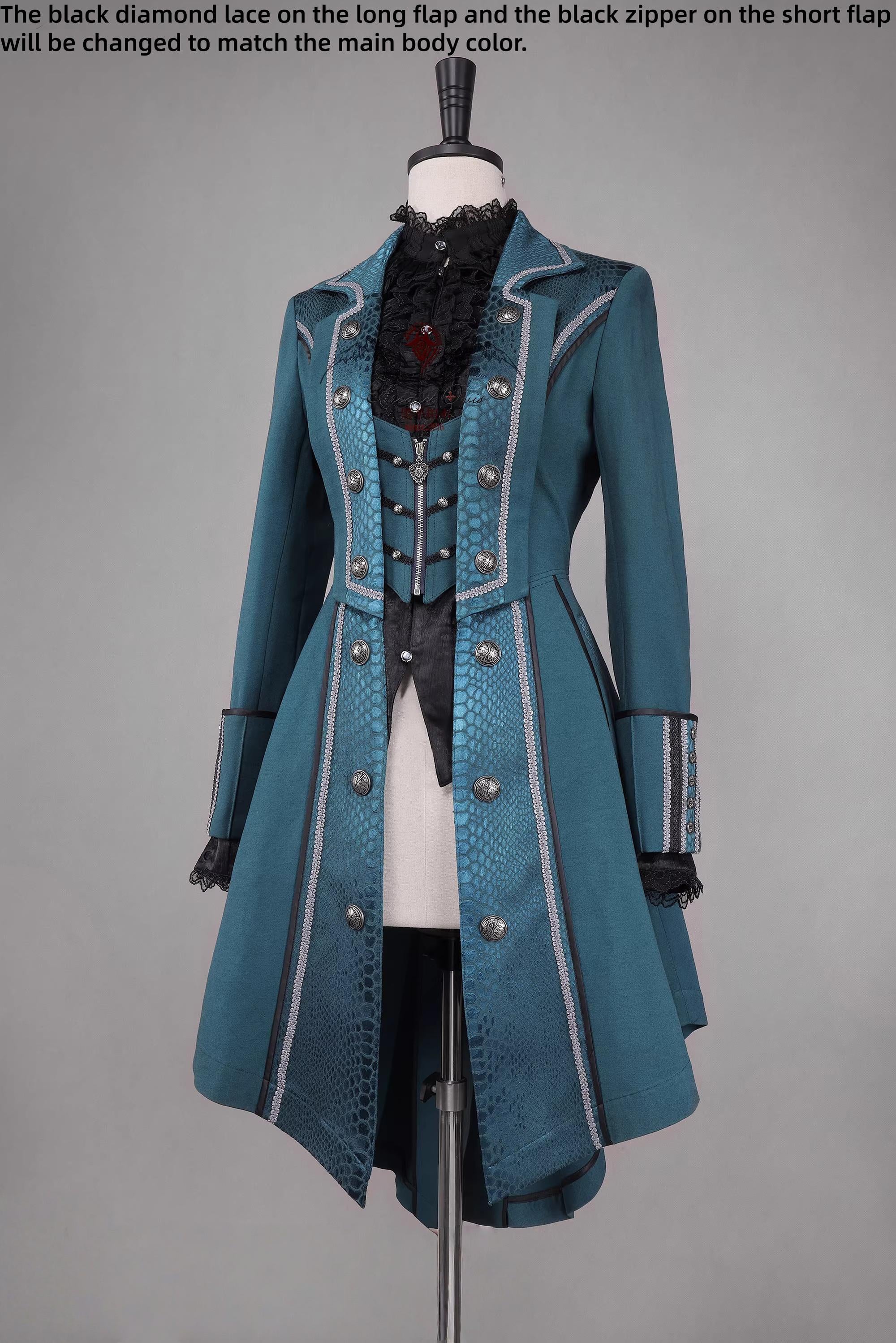 Bat Wing - Embroidery Ouji Lolita Coat, Detachable Front Panels - Image 15