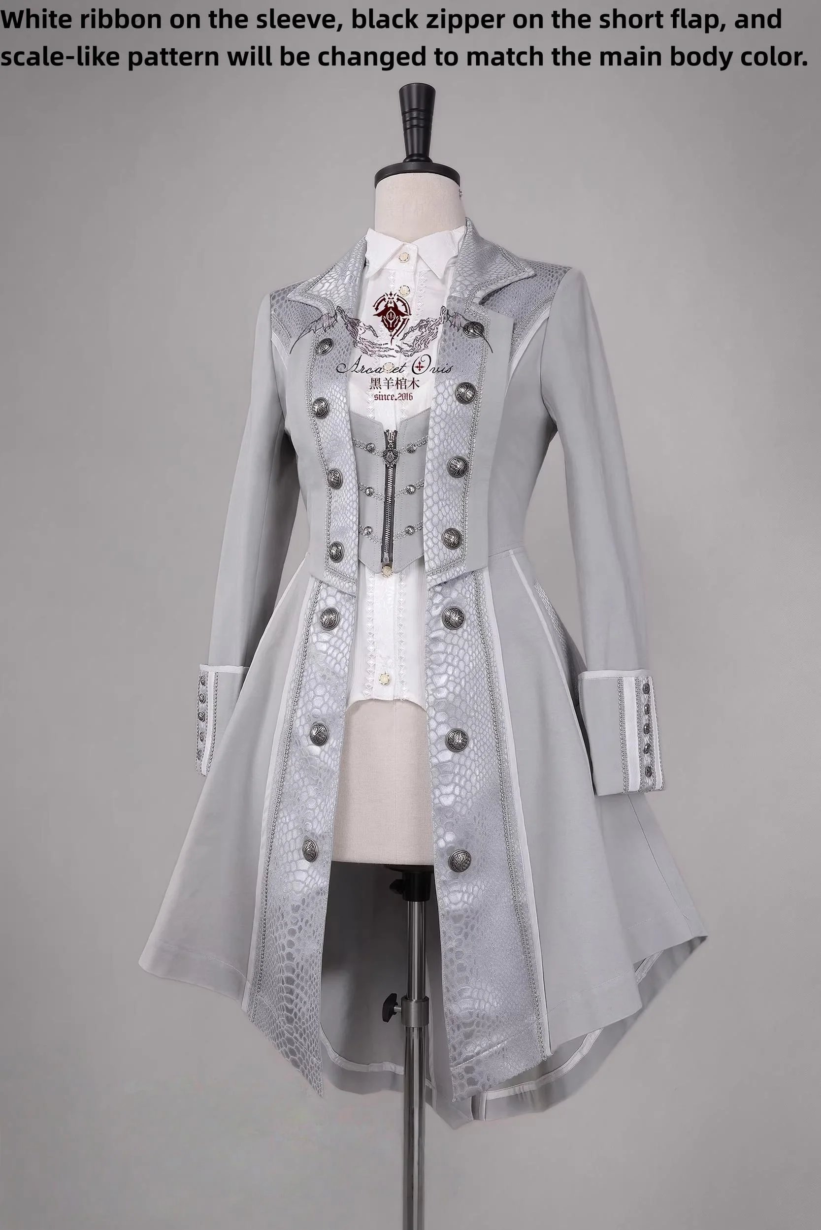 Bat Wing - Embroidery Ouji Lolita Coat, Detachable Front Panels - Image 18