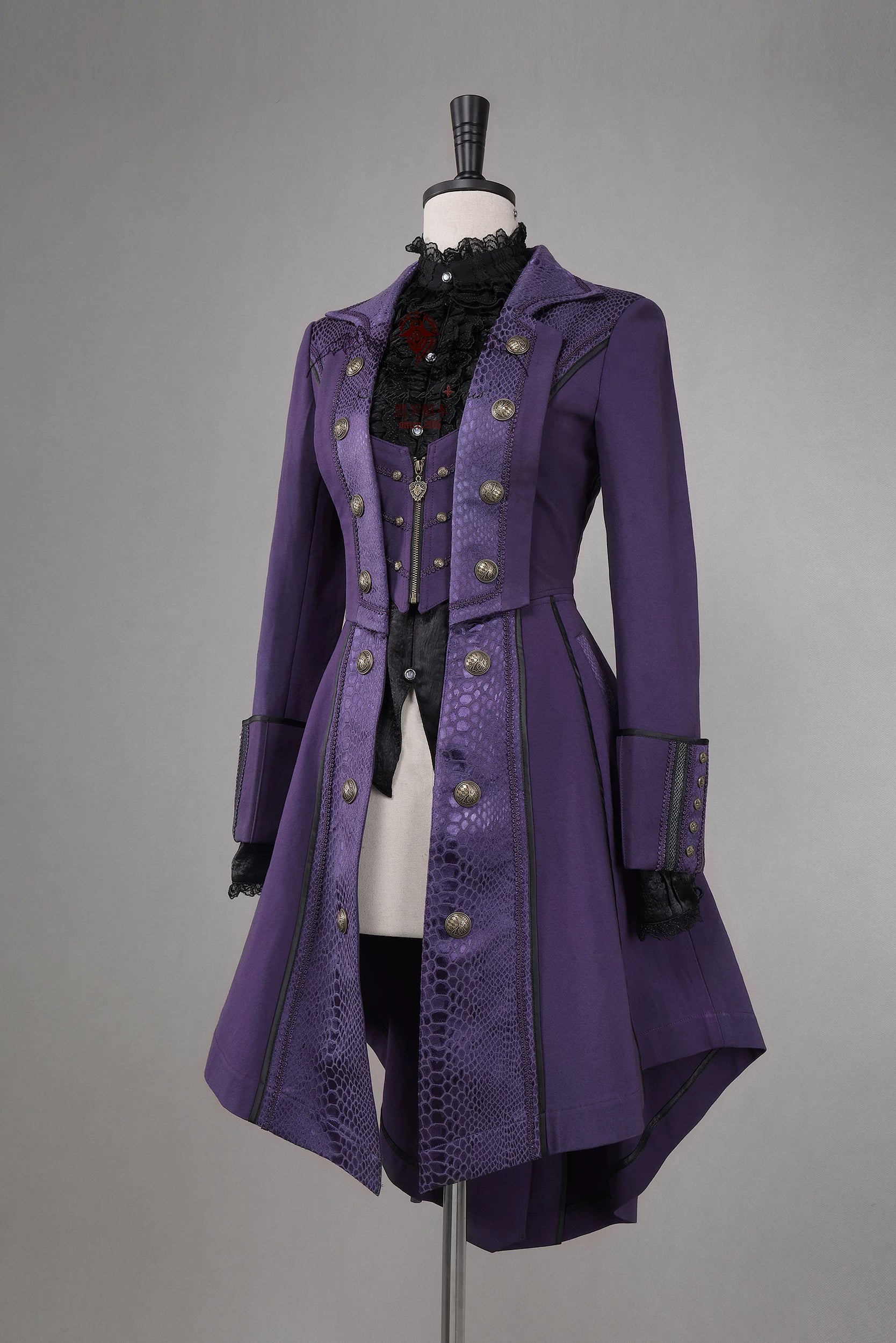 Bat Wing - Embroidery Ouji Lolita Coat, Detachable Front Panels - Image 21
