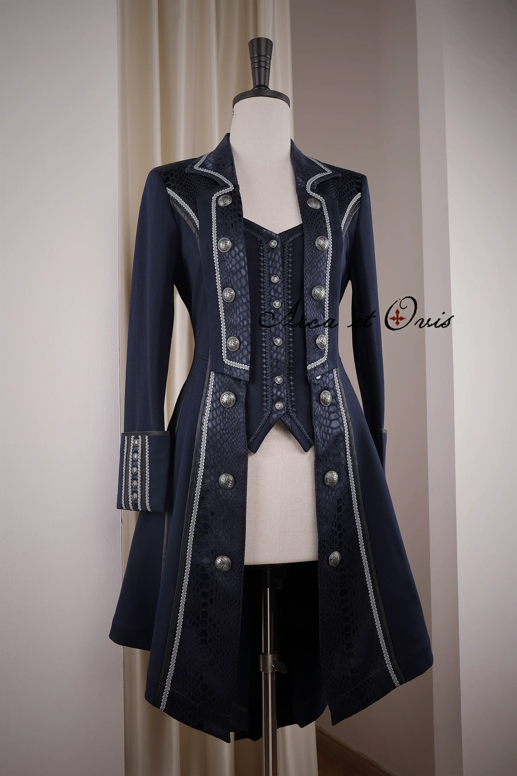 Bat Wing - Embroidery Ouji Lolita Coat, Detachable Front Panels - Image 24