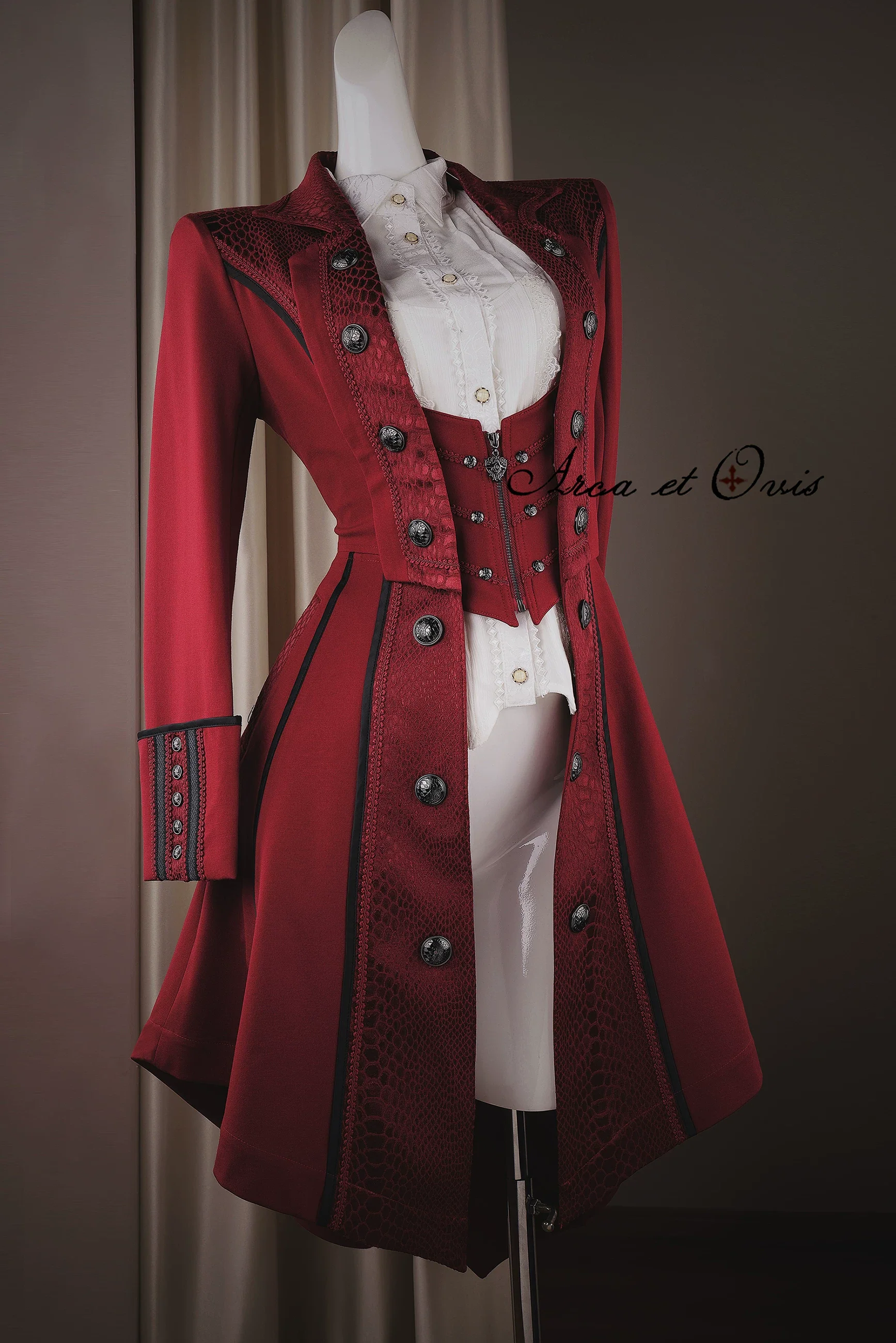 Bat Wing - Embroidery Ouji Lolita Coat, Detachable Front Panels - Image 27
