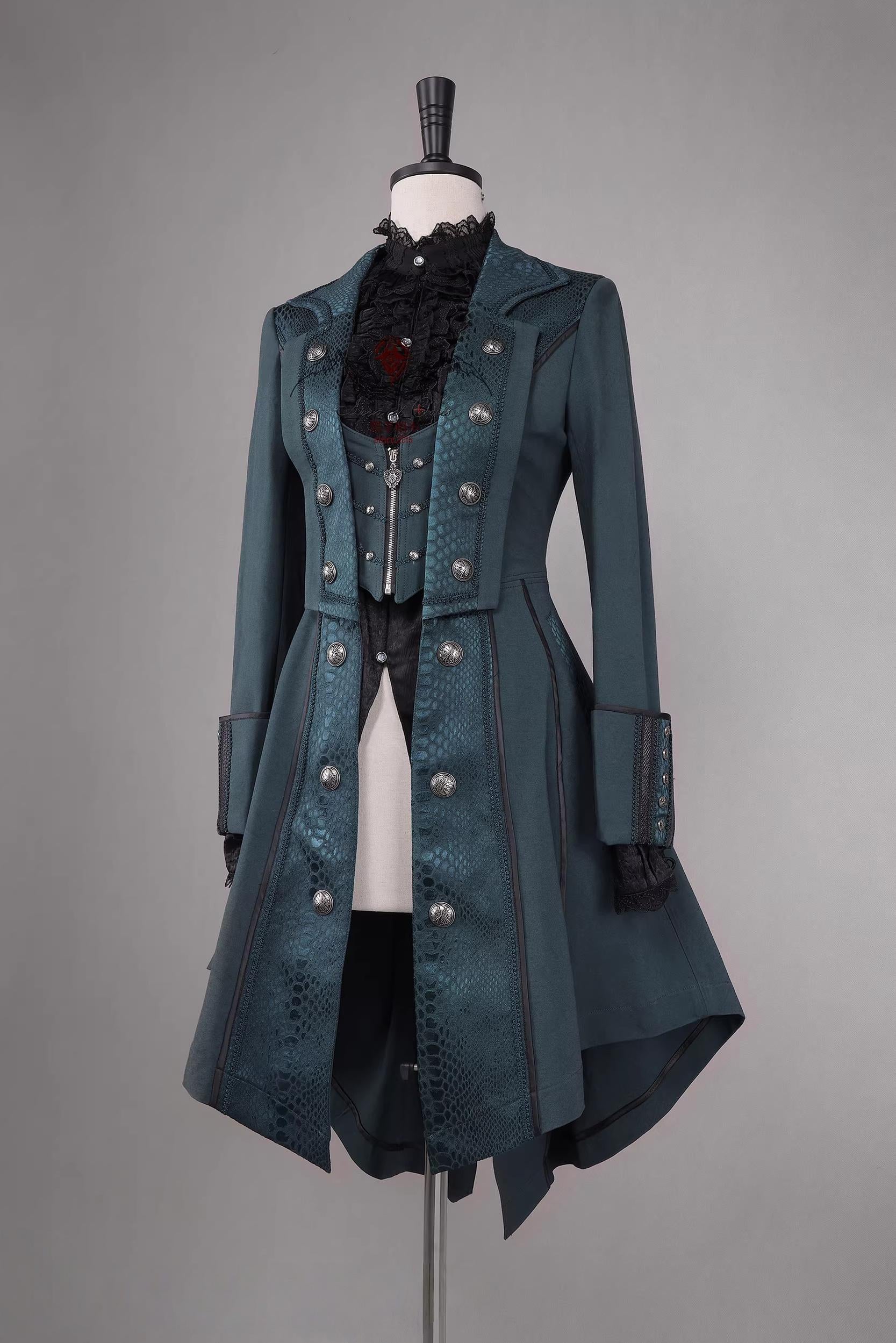 Bat Wing - Embroidery Ouji Lolita Coat, Detachable Front Panels - Image 3