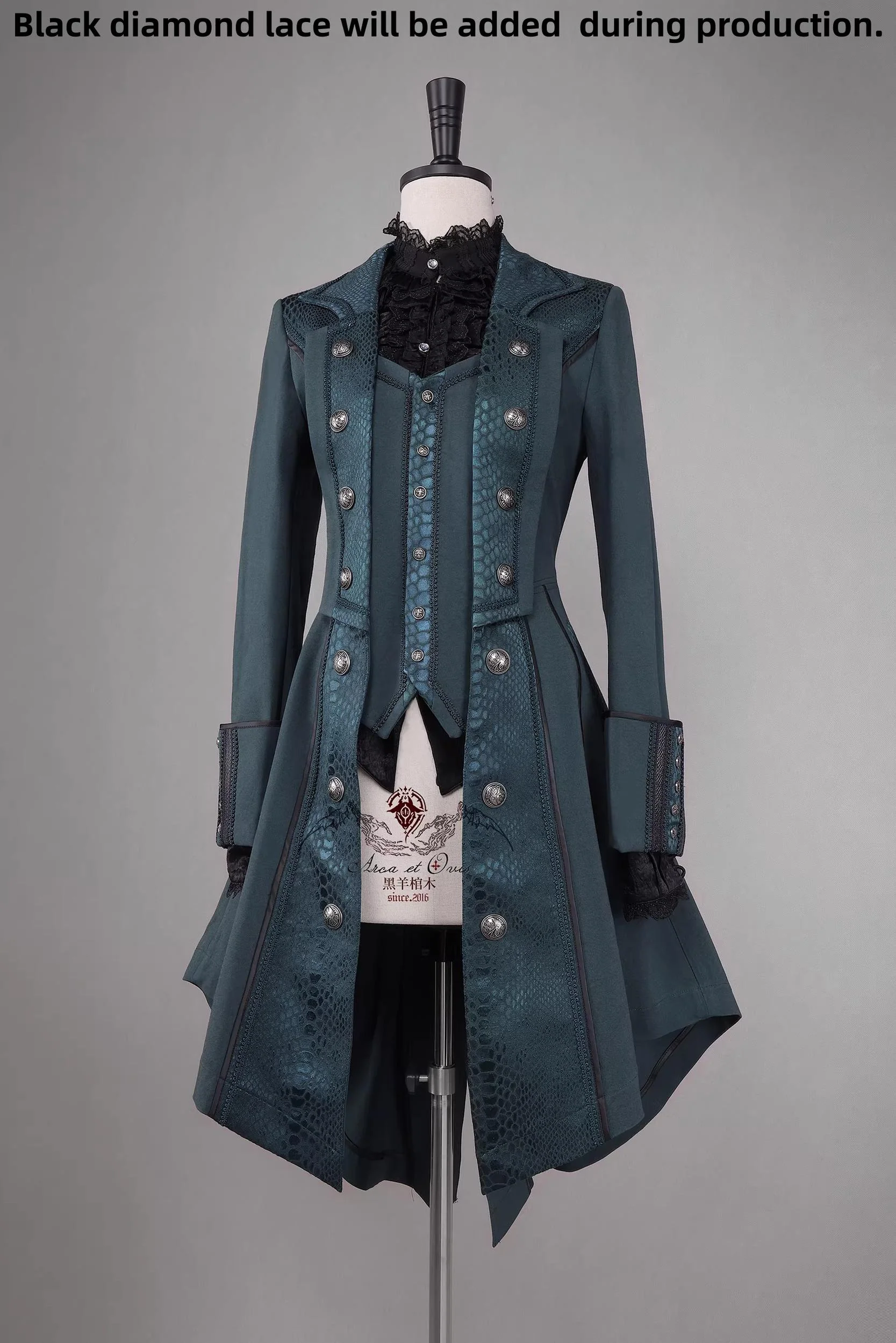 Bat Wing - Embroidery Ouji Lolita Coat, Detachable Front Panels - Image 4